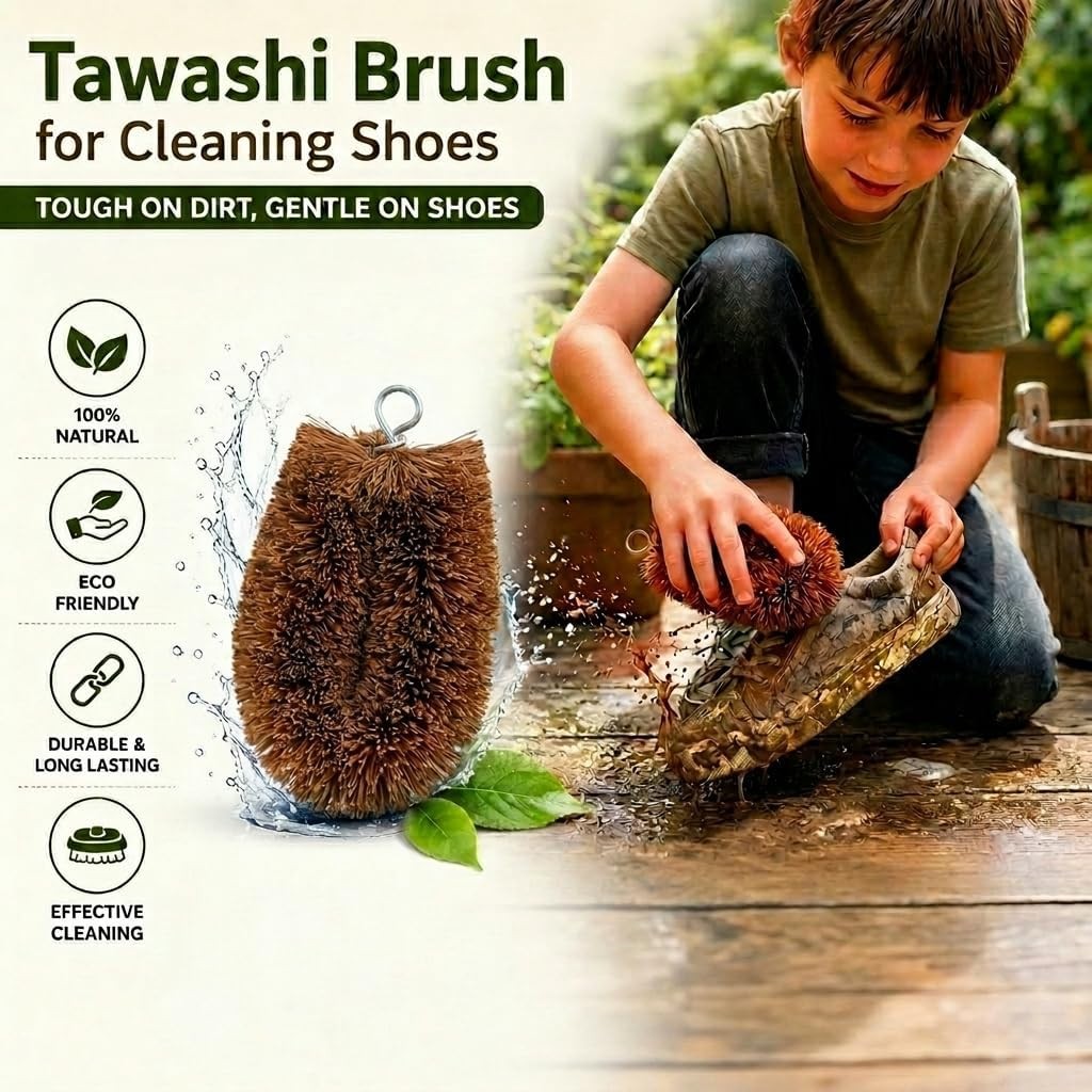 Pack of 6 Tawashi Vegetable Scrub Brush,100% Natural Coconut Coir Fiber