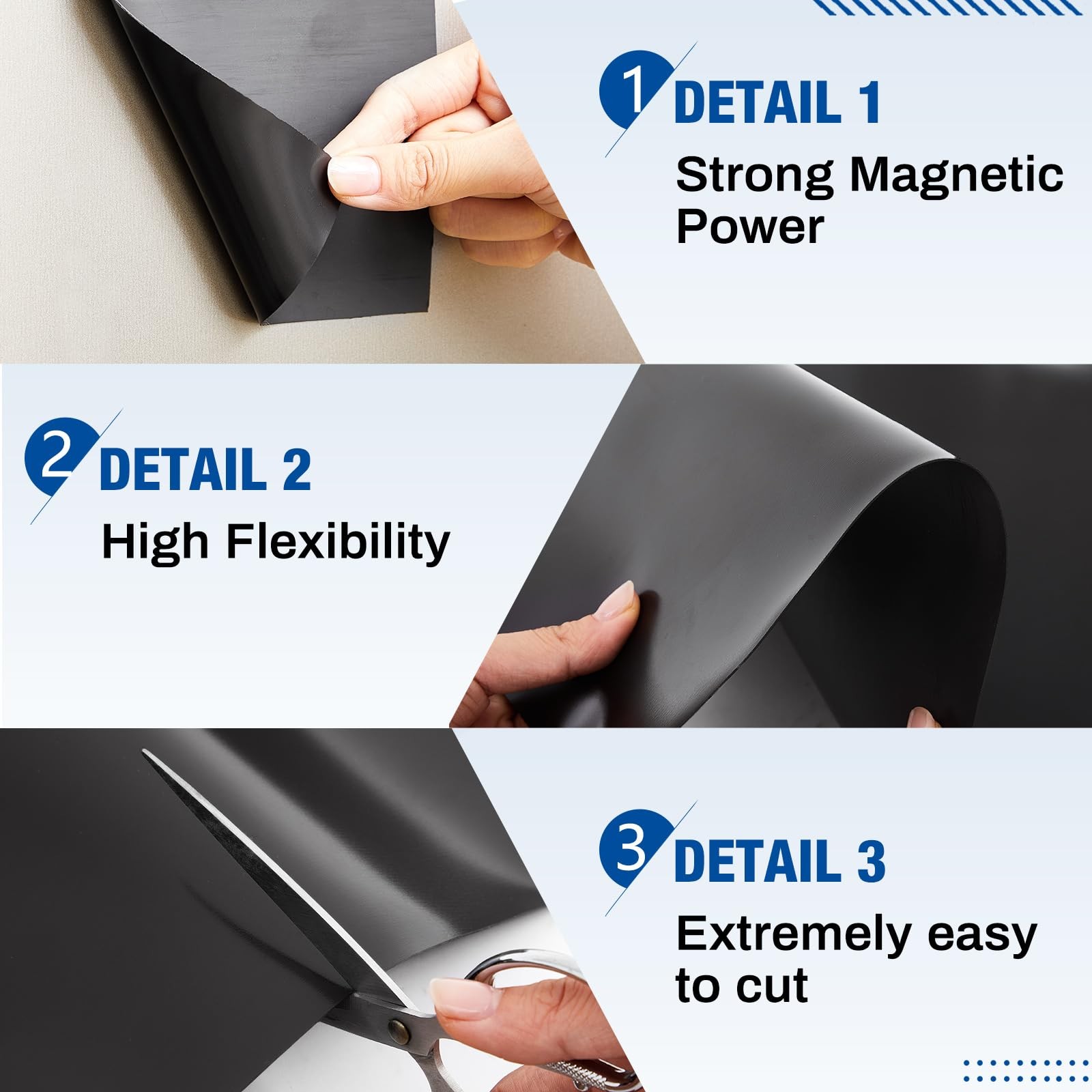 8.5″ x 5 ft Extra Large Magnetic Sheets Roll for Crafts, 30 Mil Black Flexibl…