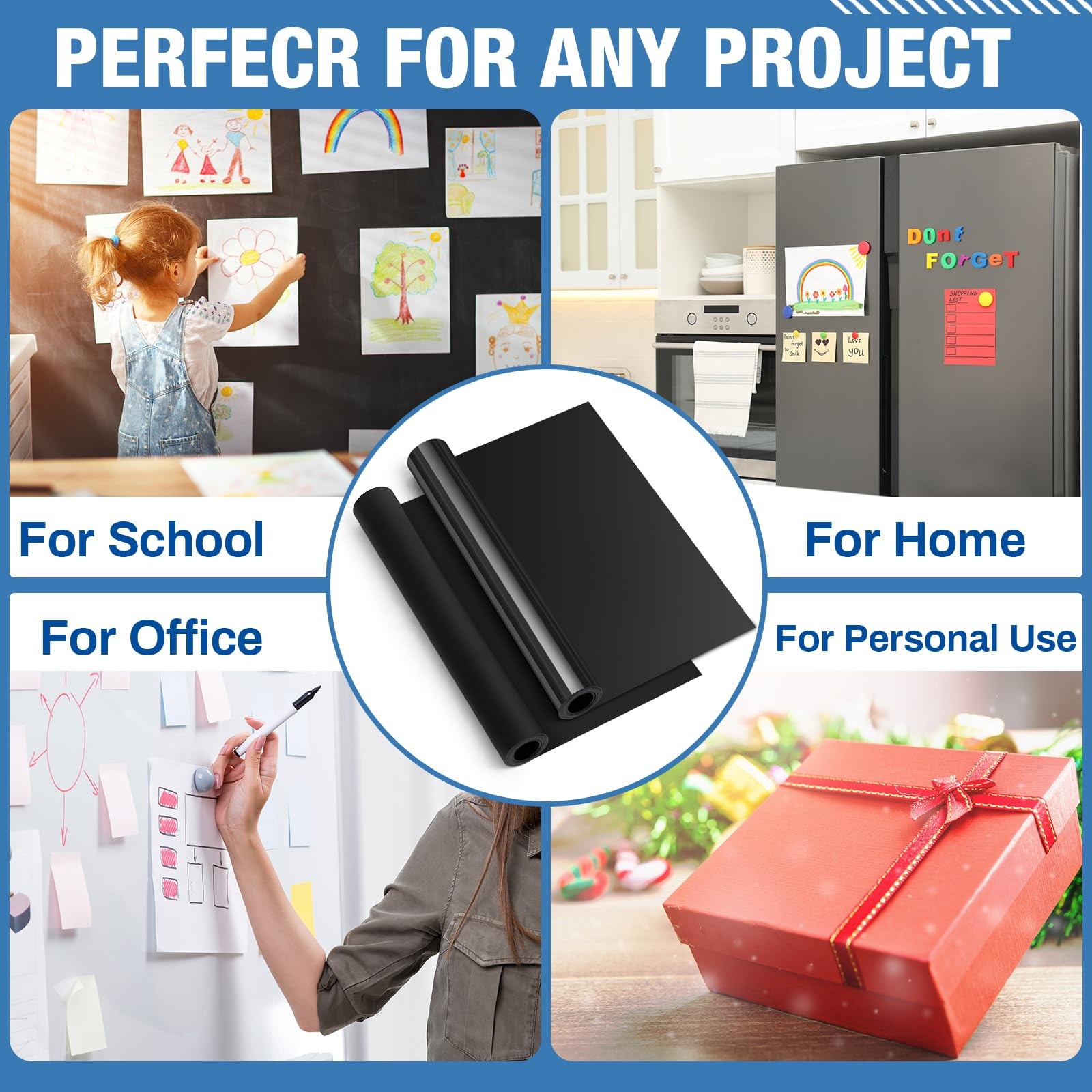 8.5″ x 5 ft Extra Large Magnetic Sheets Roll for Crafts, 30 Mil Black Flexibl…