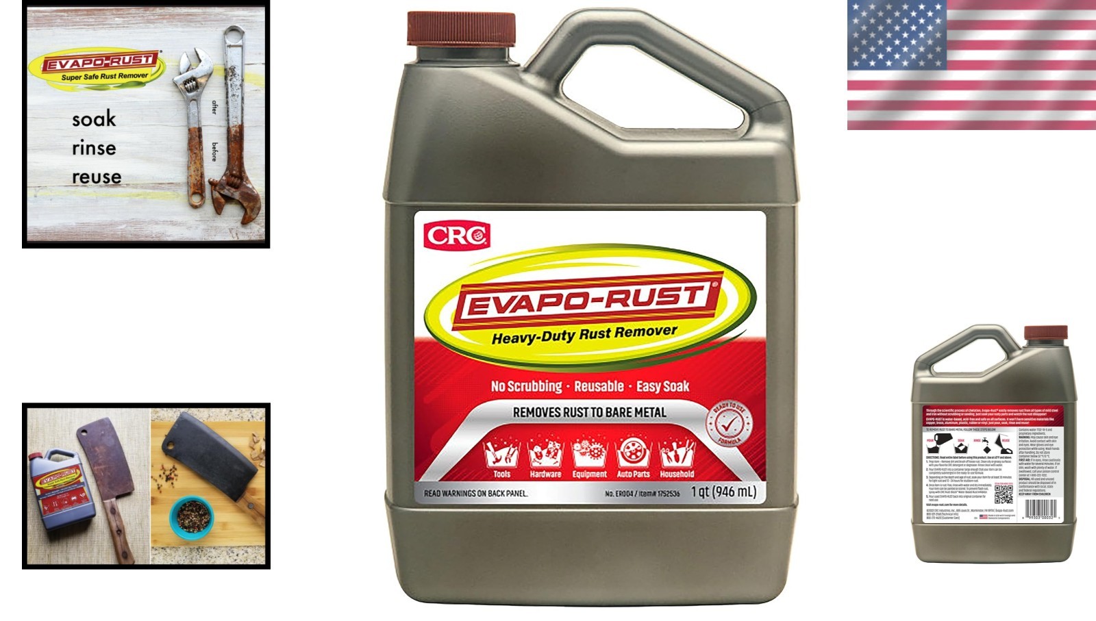 CRC Evapo-Rust, Heavy-Duty Rust Remover, Reusable, Acid-Free, Non-Corrosive, Wat