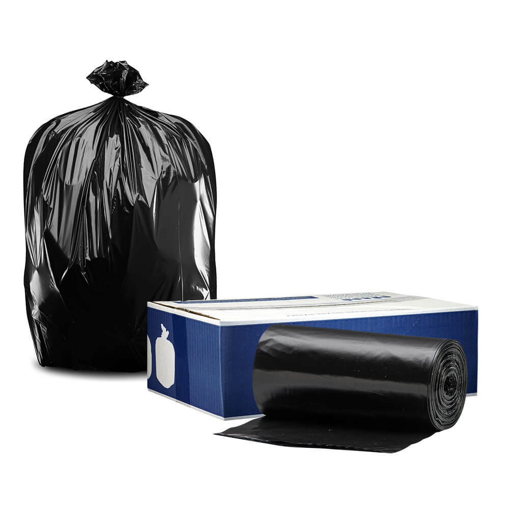 Plasticplace 40-45 Gallon Trash Bags on Rolls – Black, Total of 100 Garbage Bags