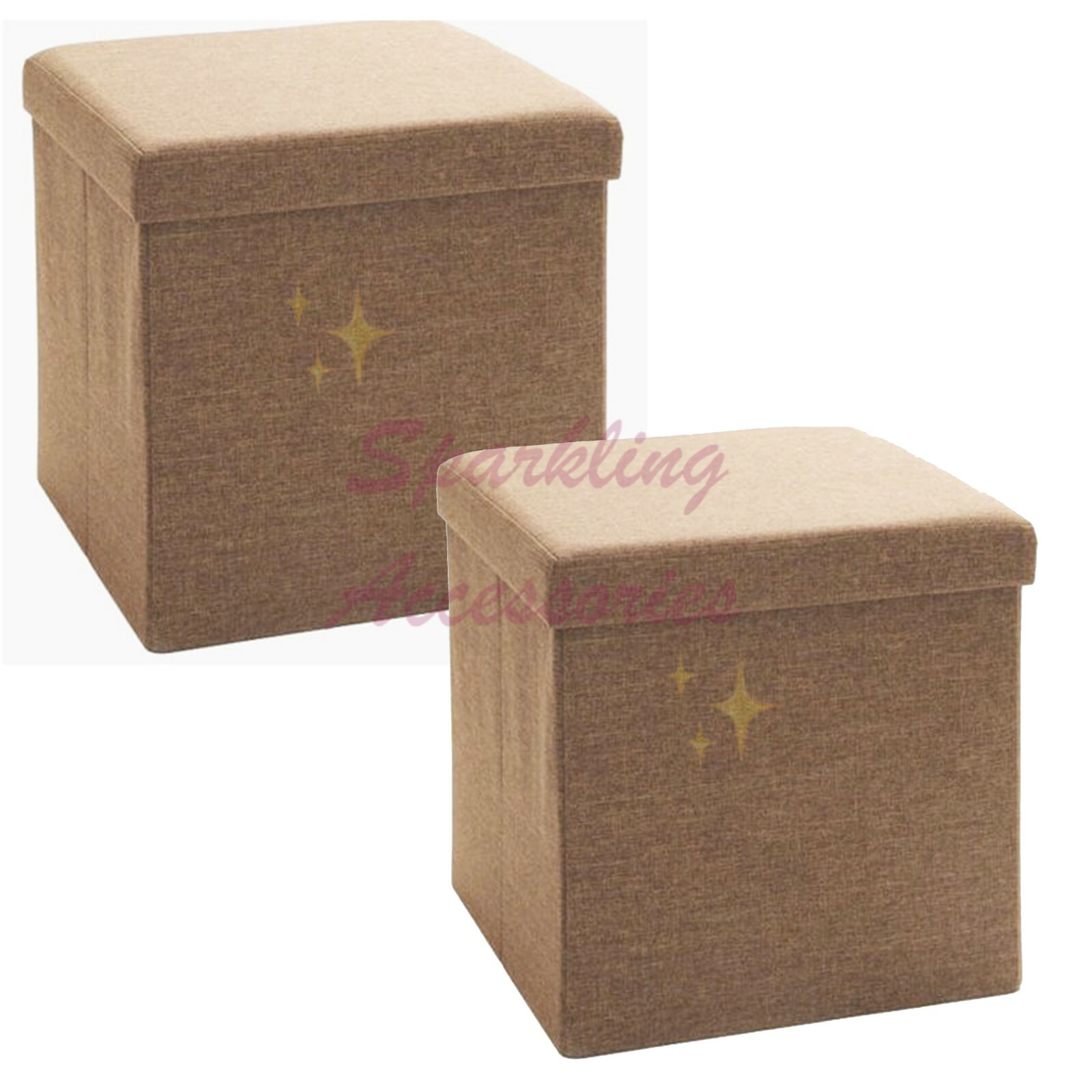 NEW Set of 2 x Seville Classics Foldable Storage Cube Ottoman Seat Housewarming!