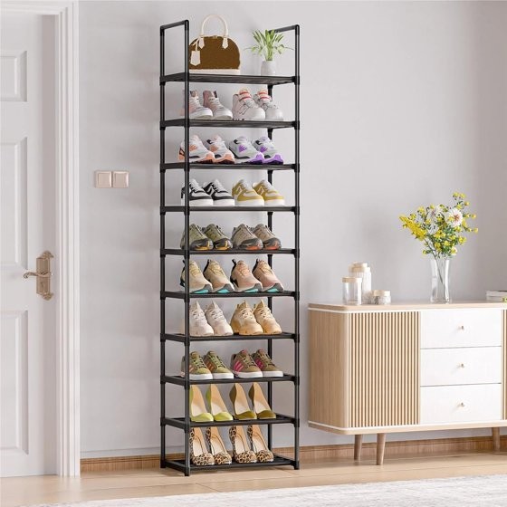 10 Tier Metal Shoes Rack, Stackable Shoe Organizer, Space-Saving Shoe Shelf Shoe