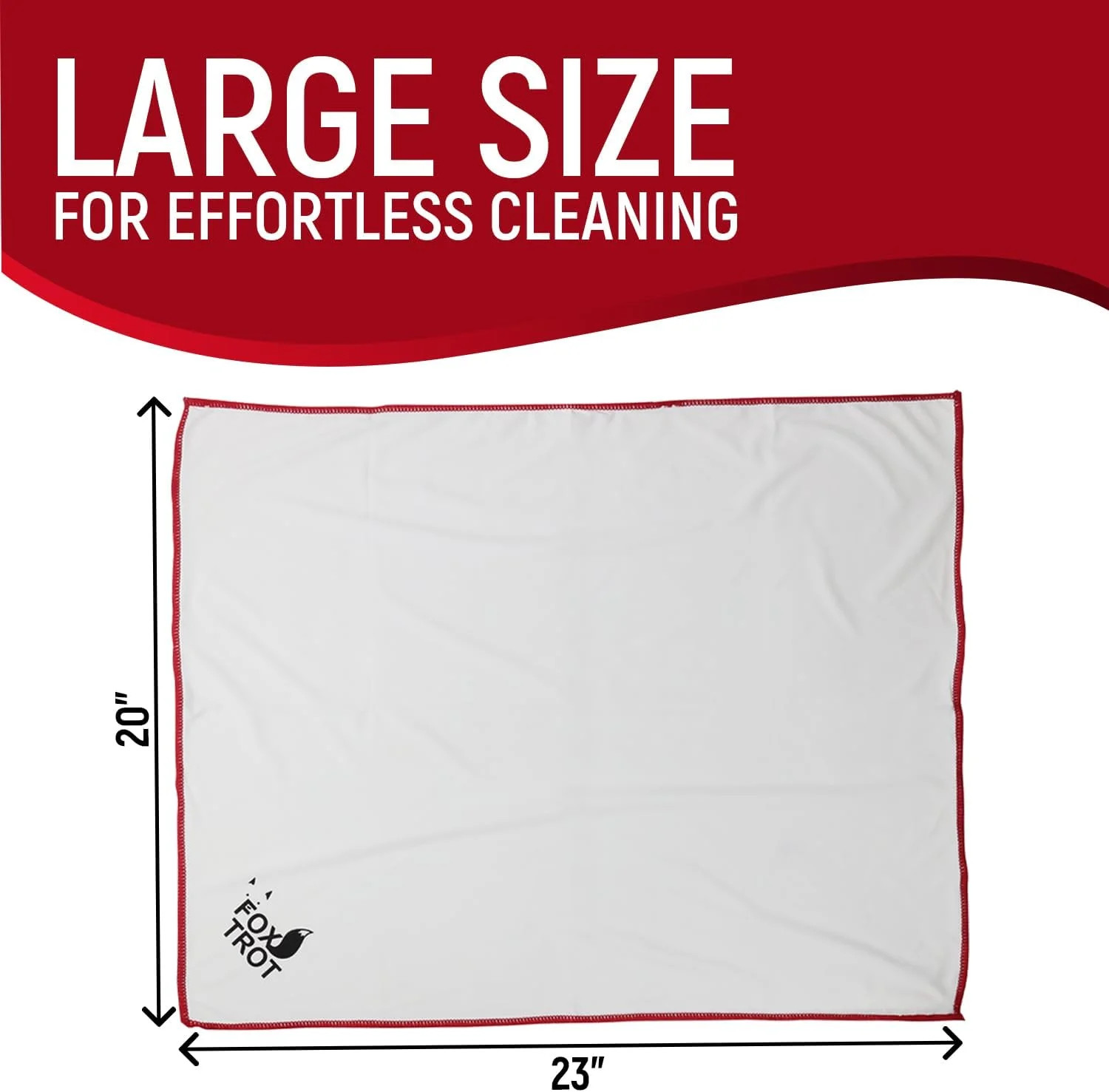 Fox Trot Large Microfiber Polishing Cloths (2 Pack White | Gray) | Streak Free,