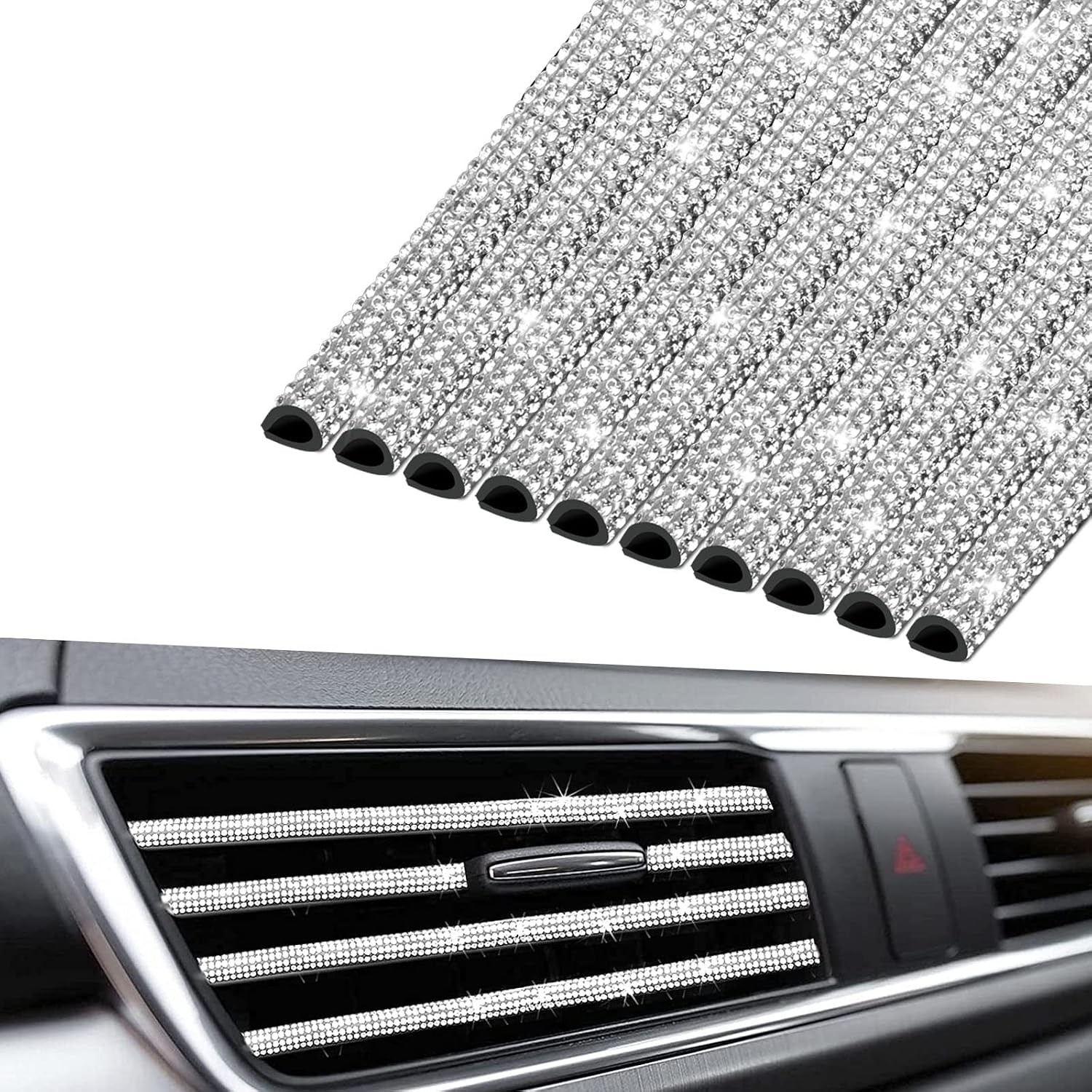 10pcs Bling Car Accessories for Women, Auto Vent Outlet Trim