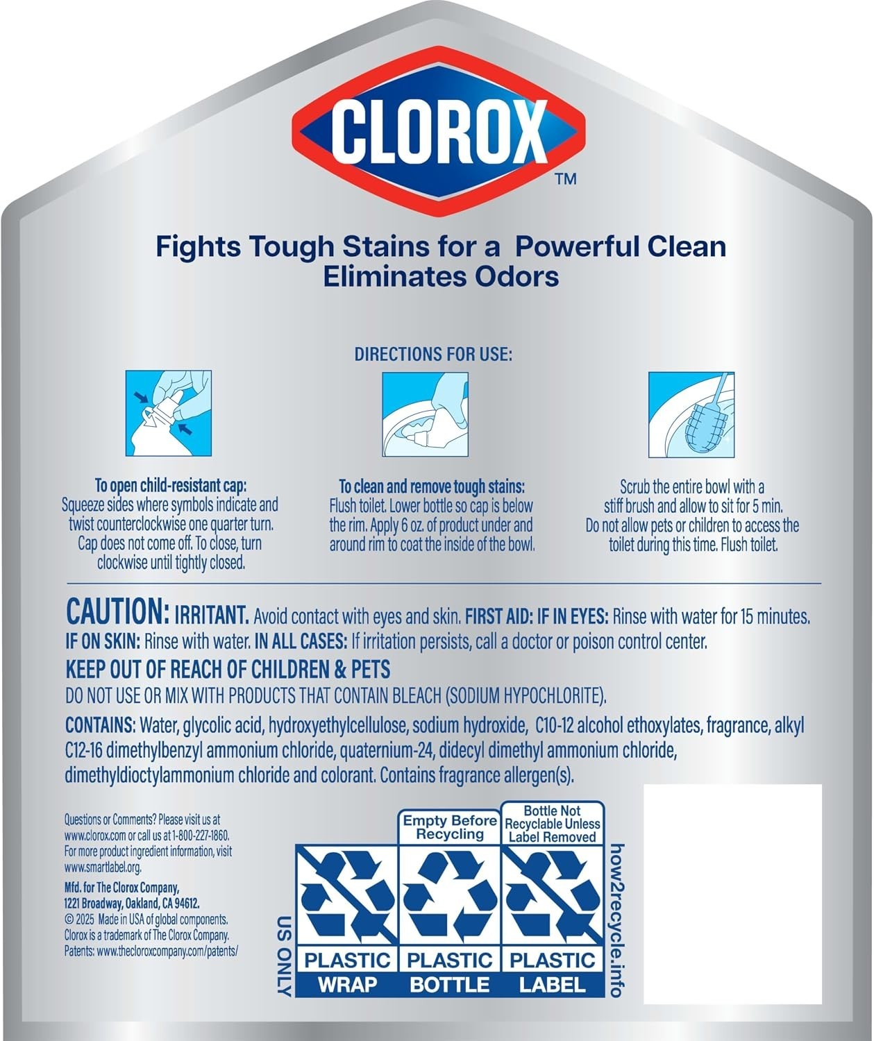 Max Strength Toilet Bowl Cleaner – Bleach-Free, 24 Fl Oz., Pack of 2, Deodorizes