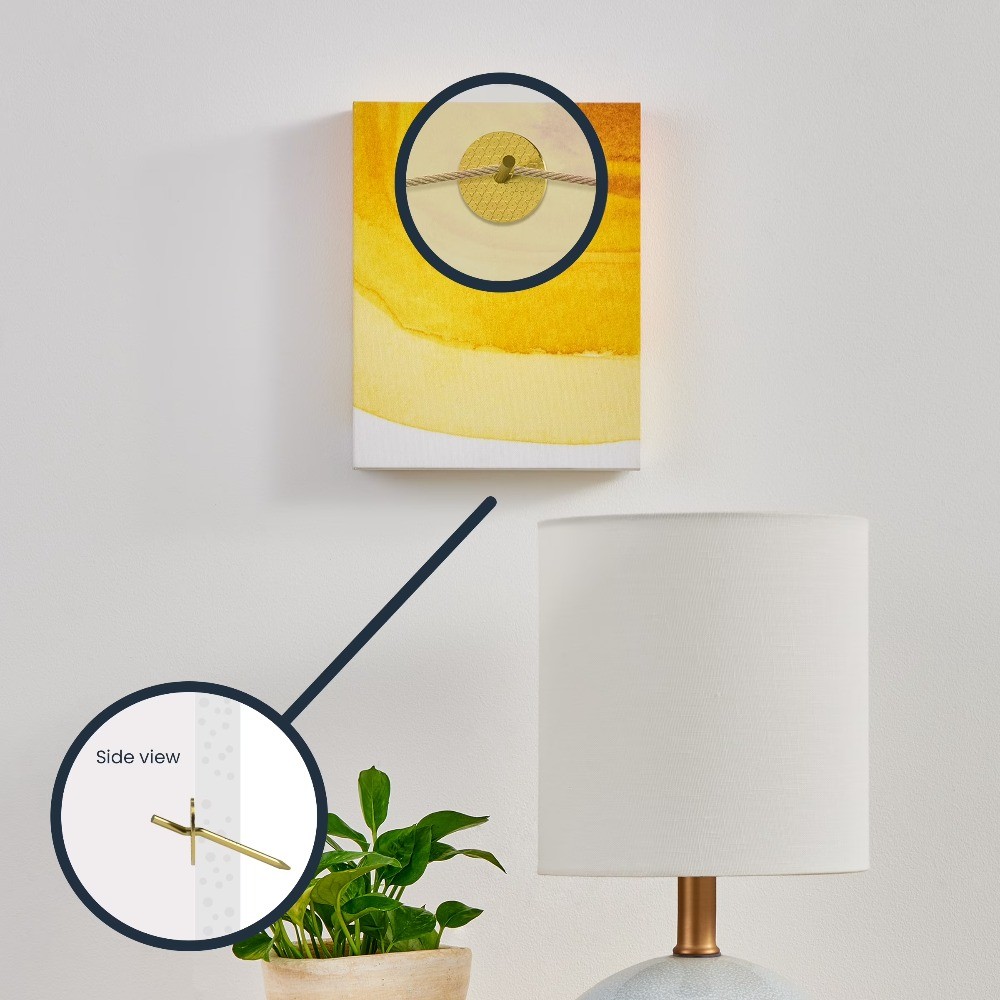 (3 pack)One-Step Picture Hanger, Push Pin, 10 lbs, Steel, Brass, Gold, 6 pack