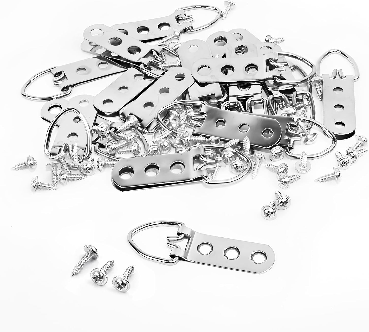 Durable 20 Pcs D Ring Picture Hangers with Screws – Stainless Steel Hanging Kit