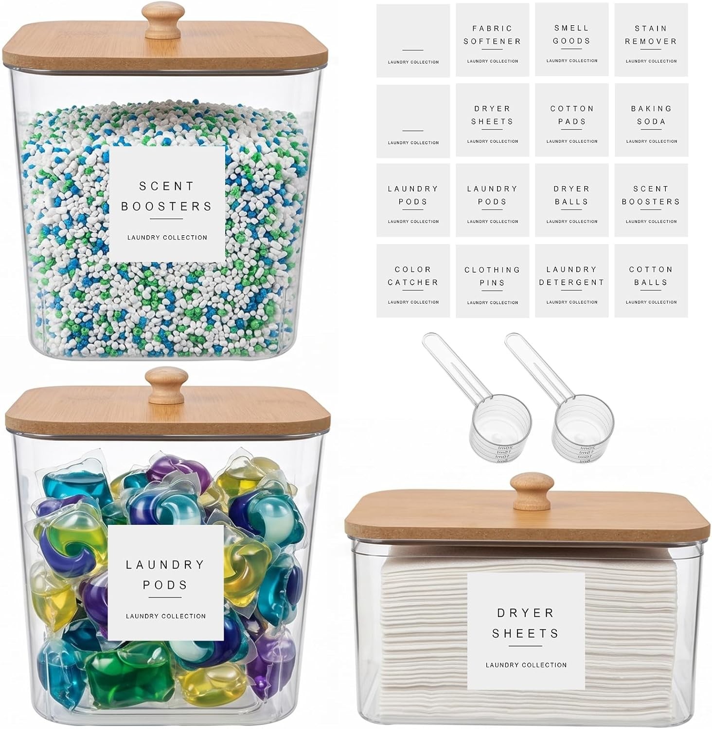 3 Pack Laundry Pod Containers and Dryer Sheet Holder, Laundry Room Organization