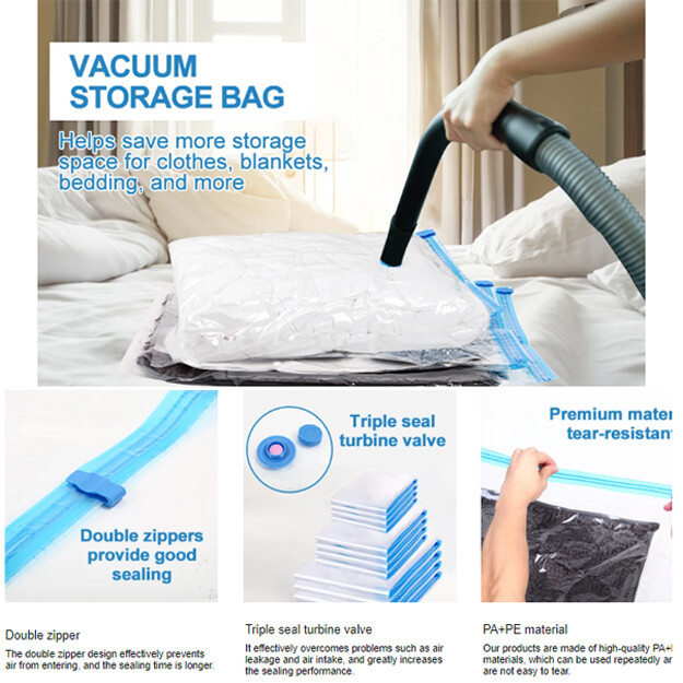 10 x Jumbo Vacuum Storage Bags Travel Space Saver Garment Seal Clothes Organizer