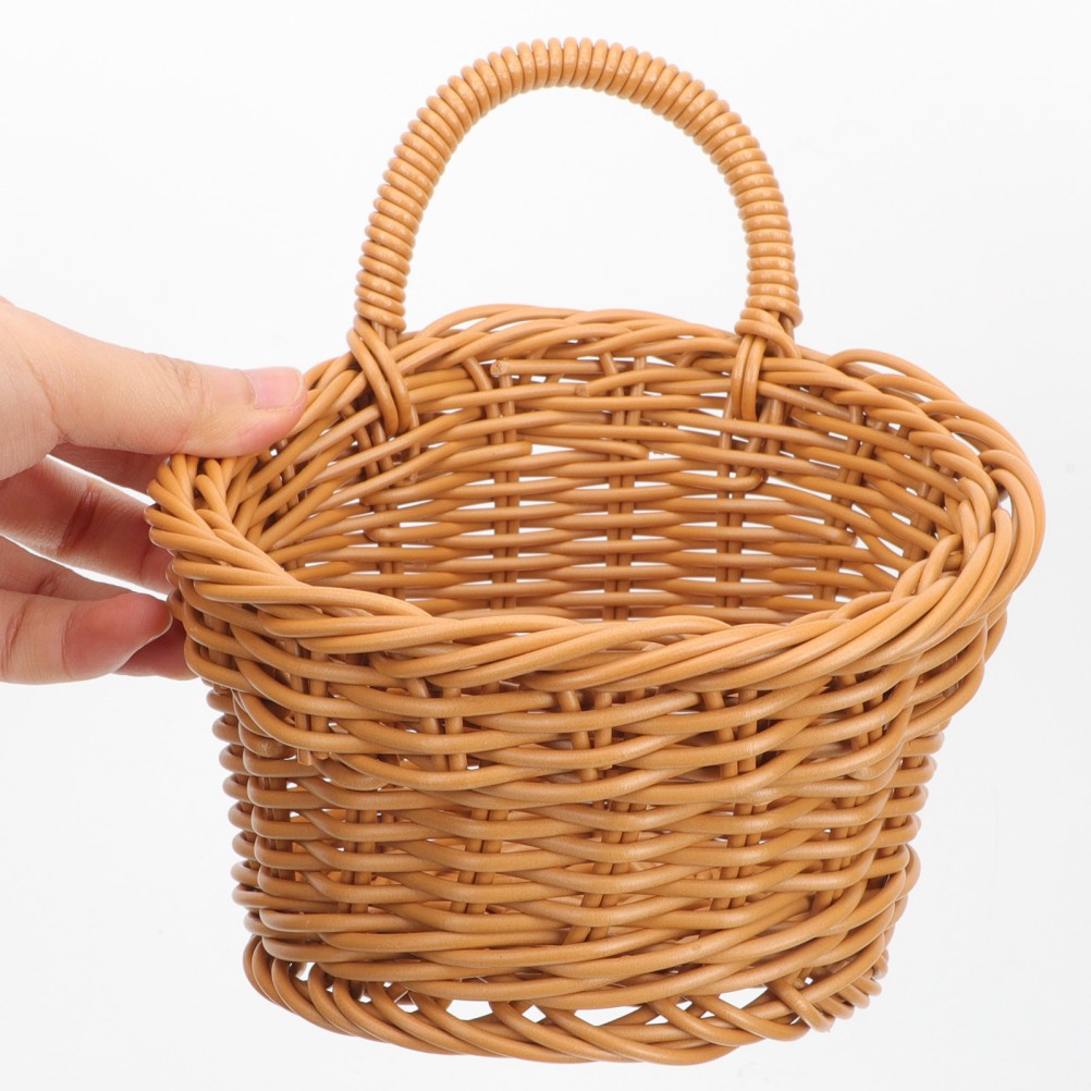 Woven Wall Storage Basket in Khaki for Kitchen Fruits Vegetables and Seasoning
