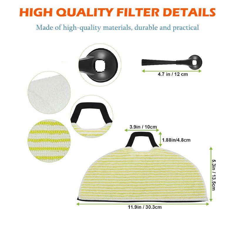 RV2610WA vacuum mop replacement kit, includes 4 mop pads and 4 side brushes.