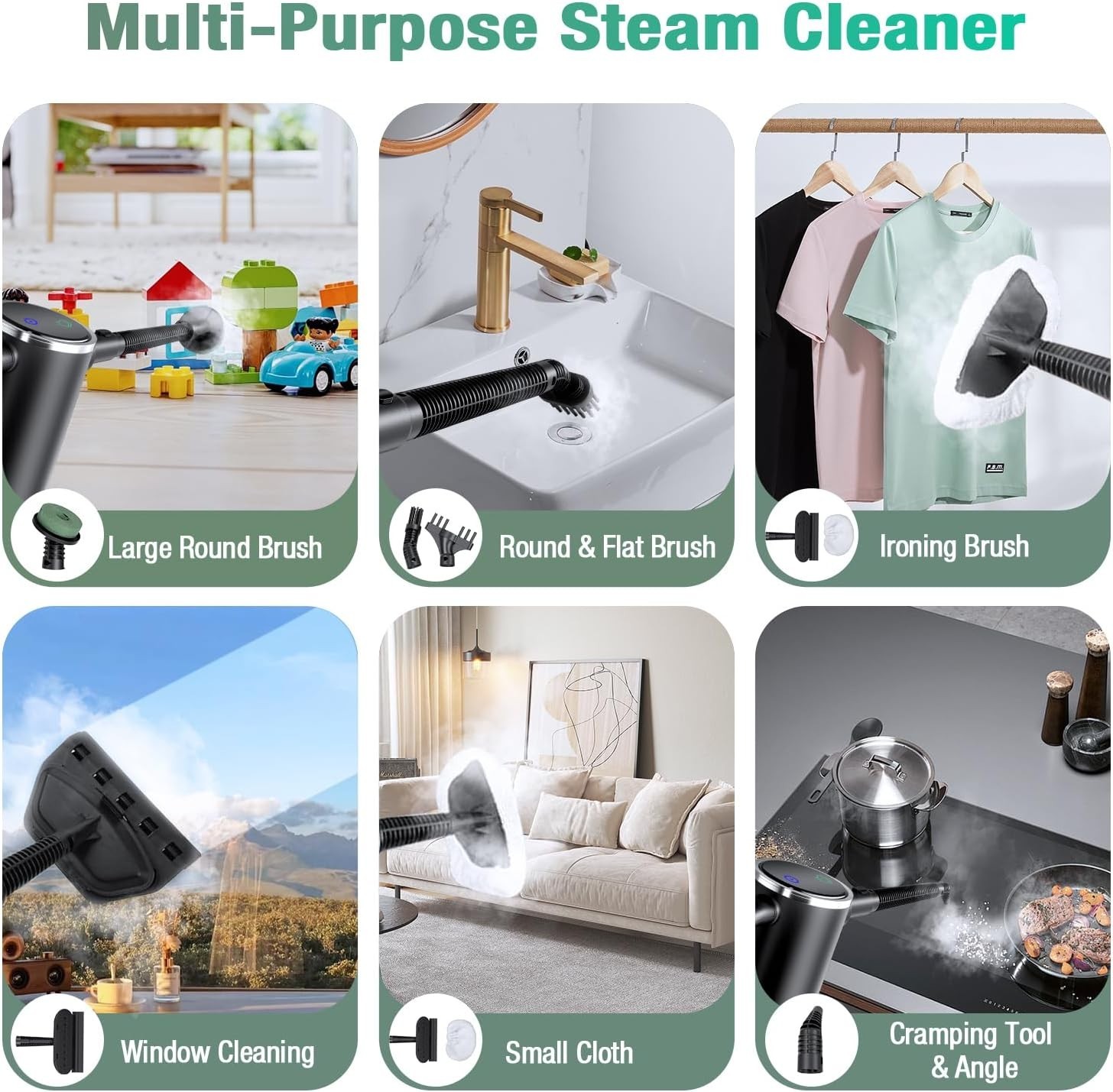 11-in-1 Steam Mop, Detachable Handheld Steam Cleaner with 3-Level Steam | 260…