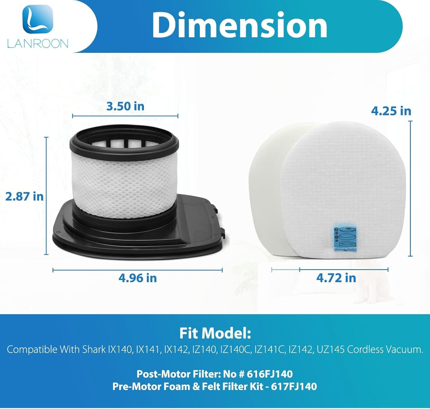 Shark IX141/IX140 Vacuum Filter Kit – 2 HEPA & 4 Foam/Felt Filters