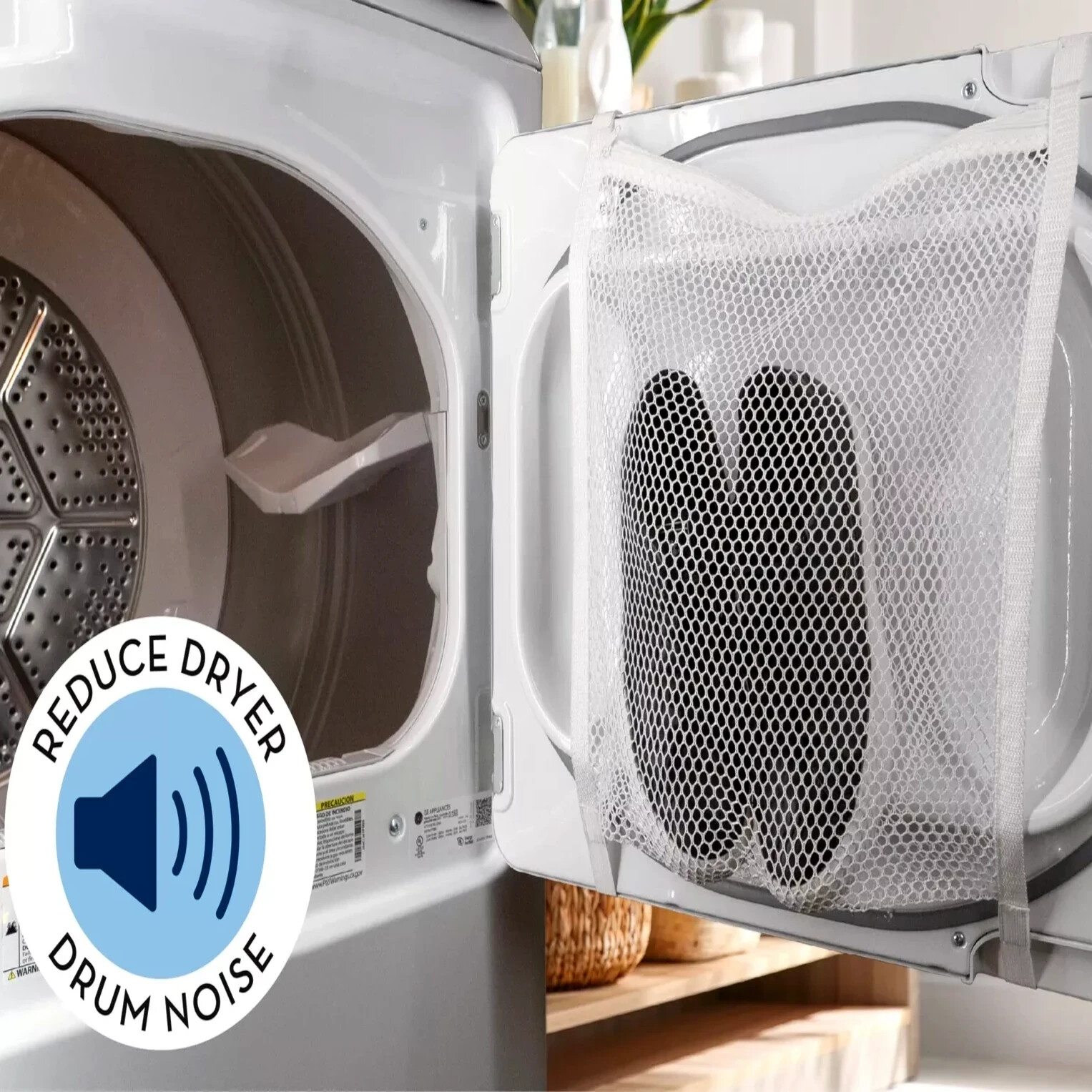 Large Laundry Mesh Sneaker Shoe Wash & Dry Zip Bag, Washer-Dryer Door Straps