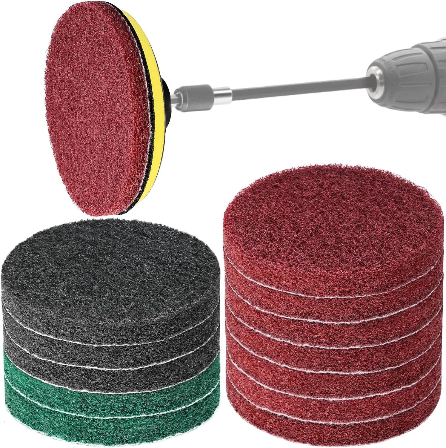 5 Inch 15 PCS Scouring Pads Drill Brush Power Scrubber Cleaning Kit | Hook and