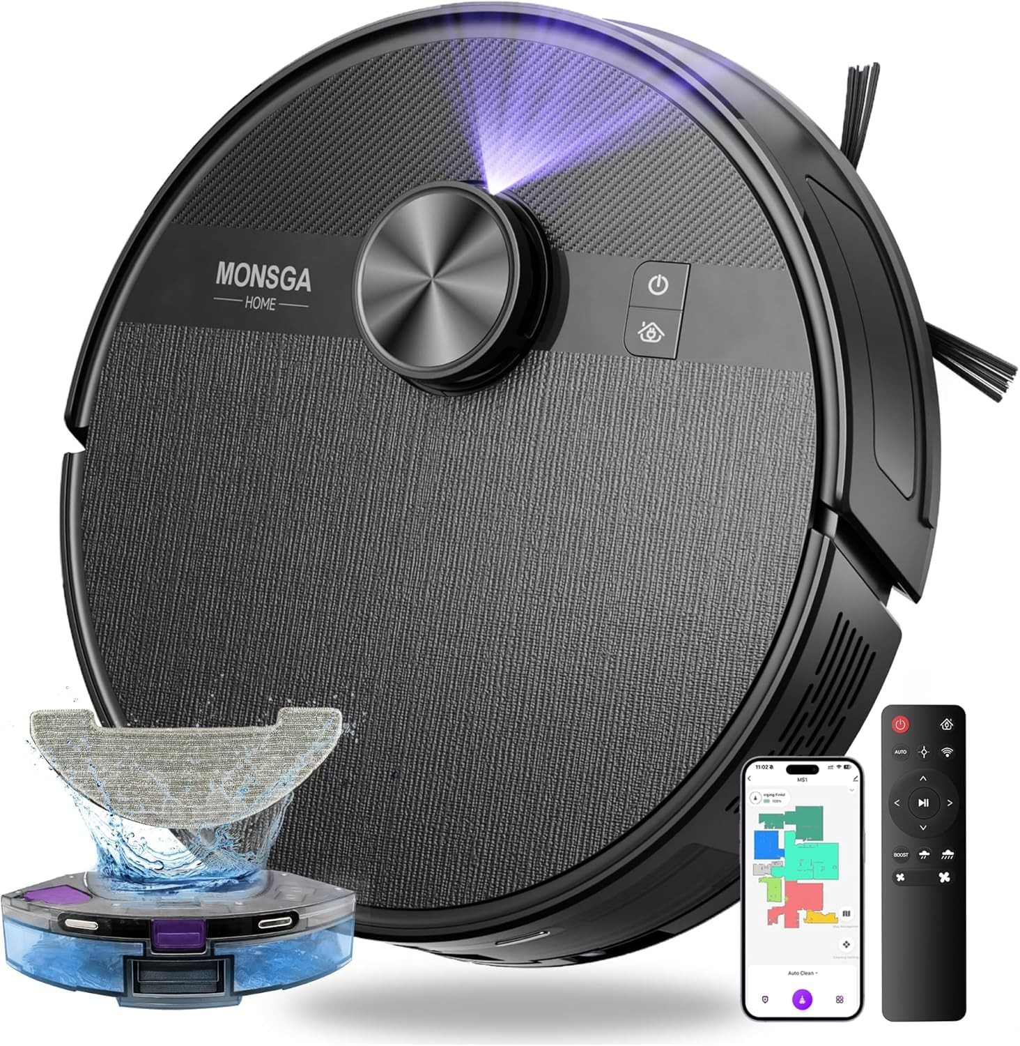 MONSGA Robot Vac Mop 7000Pa Lidar 180 Min Runtime
