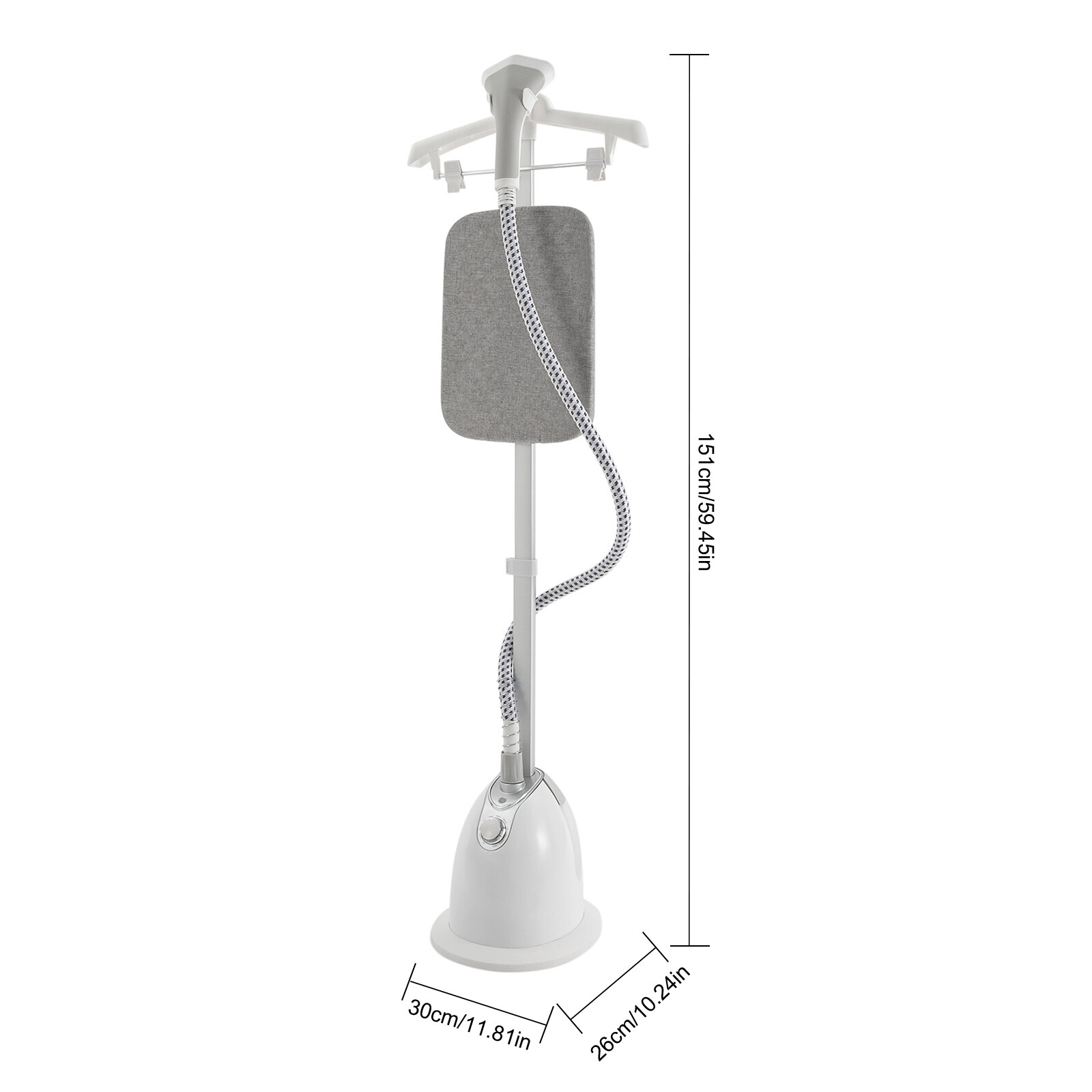 1350W Vertical Garment Steamer 1.4L Tank Adjustable Height Telescopic Rod White