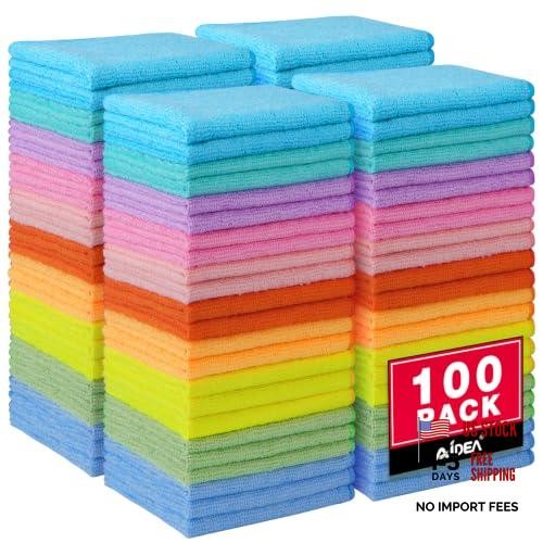 Microfiber Cleaning ClothPK, Cleaning Rags, 11.5in.x11.5in. 100 Multi-colored