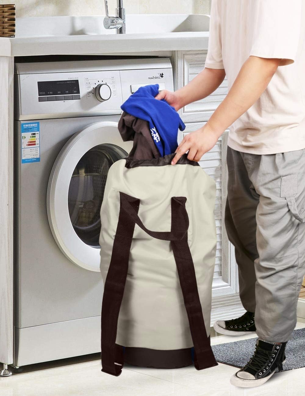 Backpack Laundry Bag 115L Large Hamper W/ Shoulder Straps Drawstring Closure