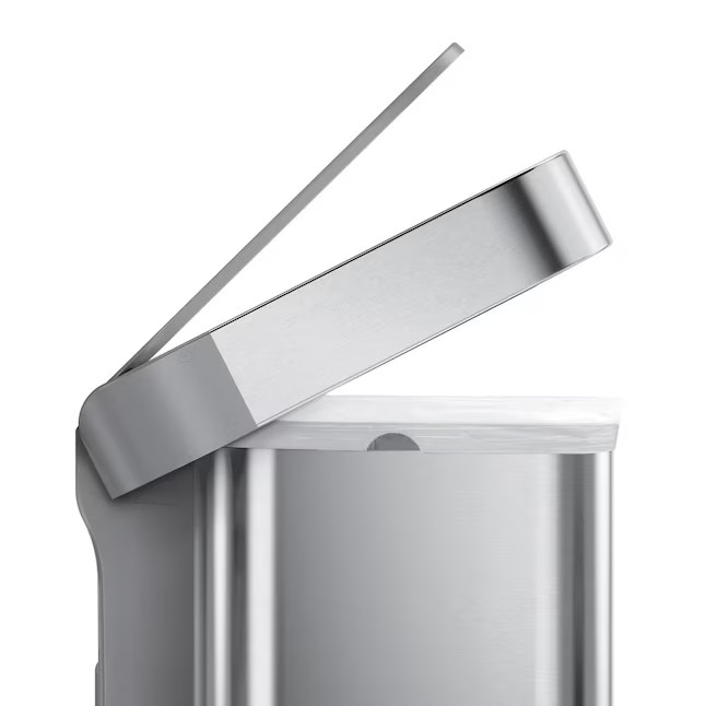 simplehuman 45 Liter Step Trash Can Brushed Steel Grey Plastic Lid