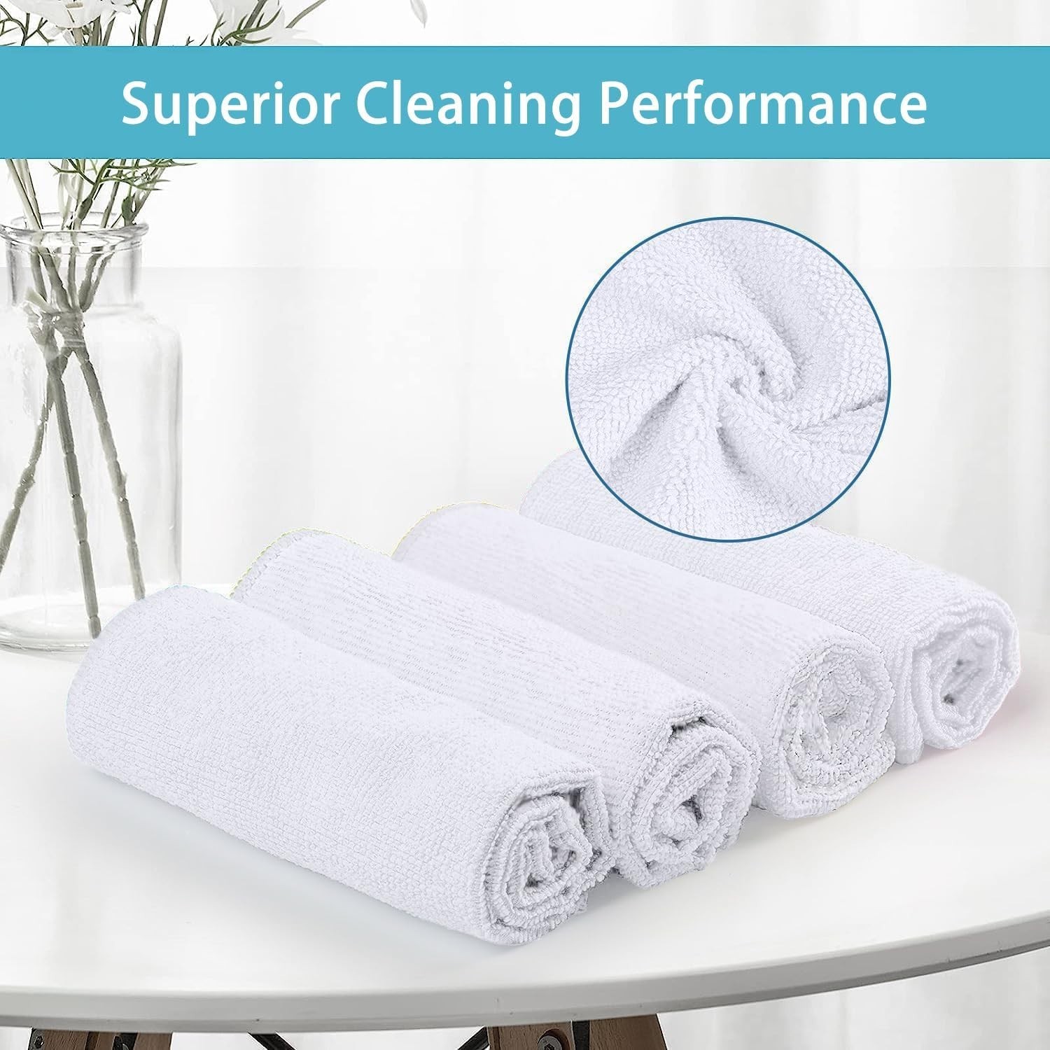 8PK Microfiber Cleaning Cloth, Cleaning Rags for Home, 11.5×11.5in | Reusable…