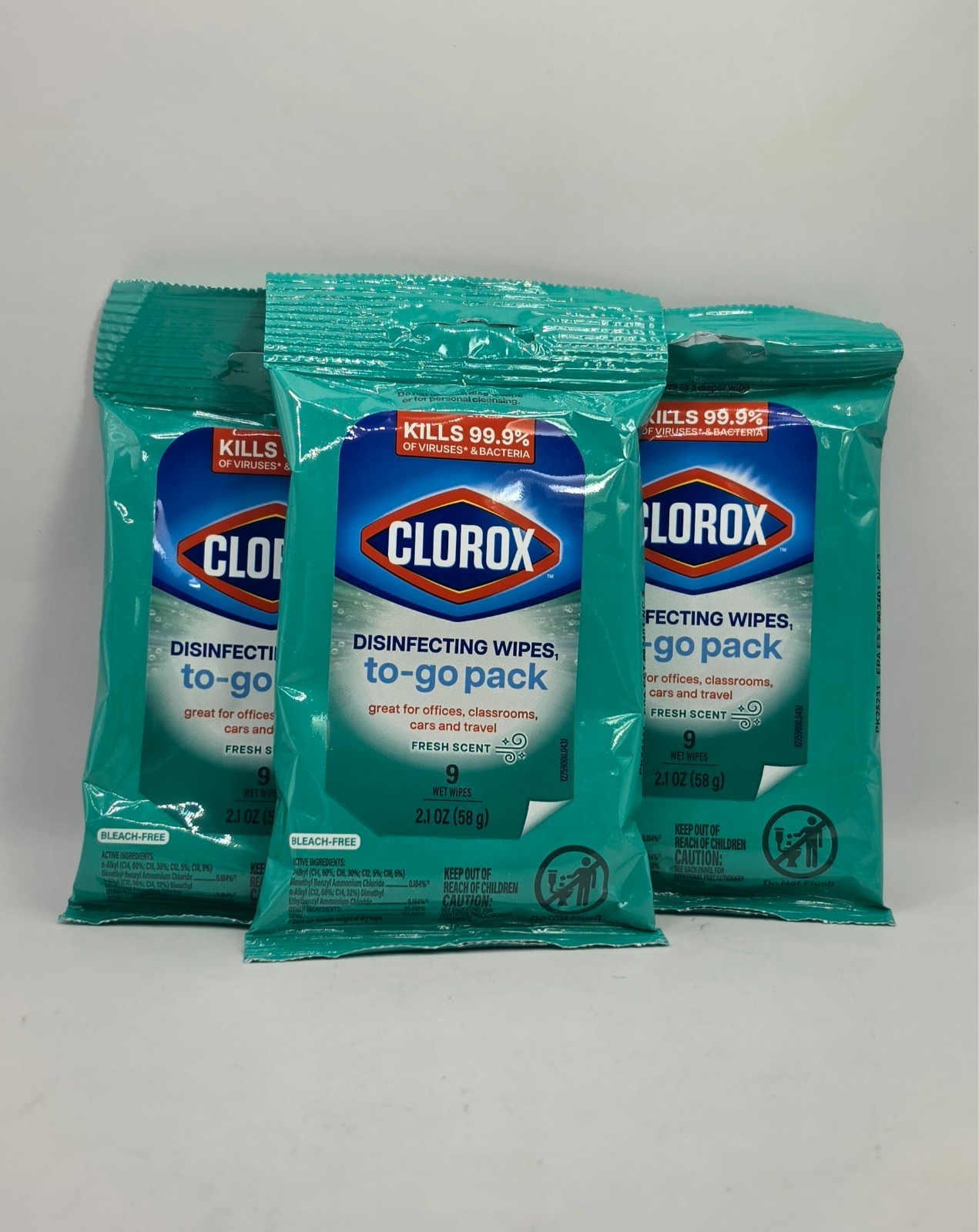 3-6-12-24 Pack Clorox Wipes To Go – Fresh Scent Travel Size Wipes – 9 per pack