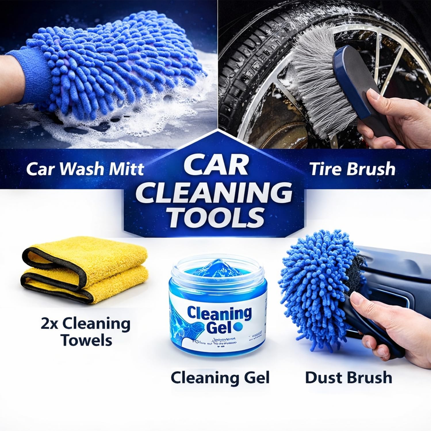 26Piece Car Detailing Kit with Brushes, Drill Brushes, and Cleaning Tools
