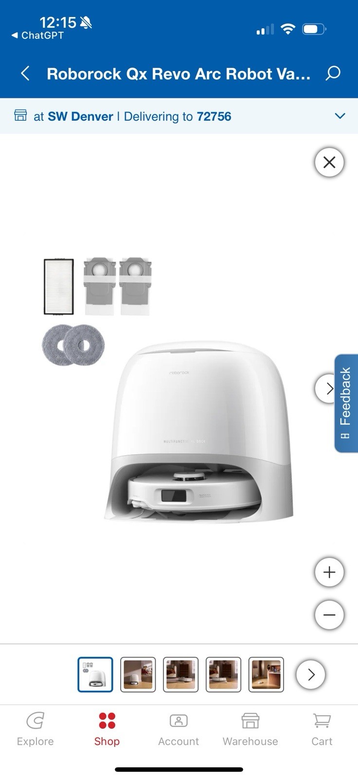Roborock Qrevo Curv Vacuum&Mop,18500Pa,Zero-Tangling,FlexiArm Tech – Refurbished