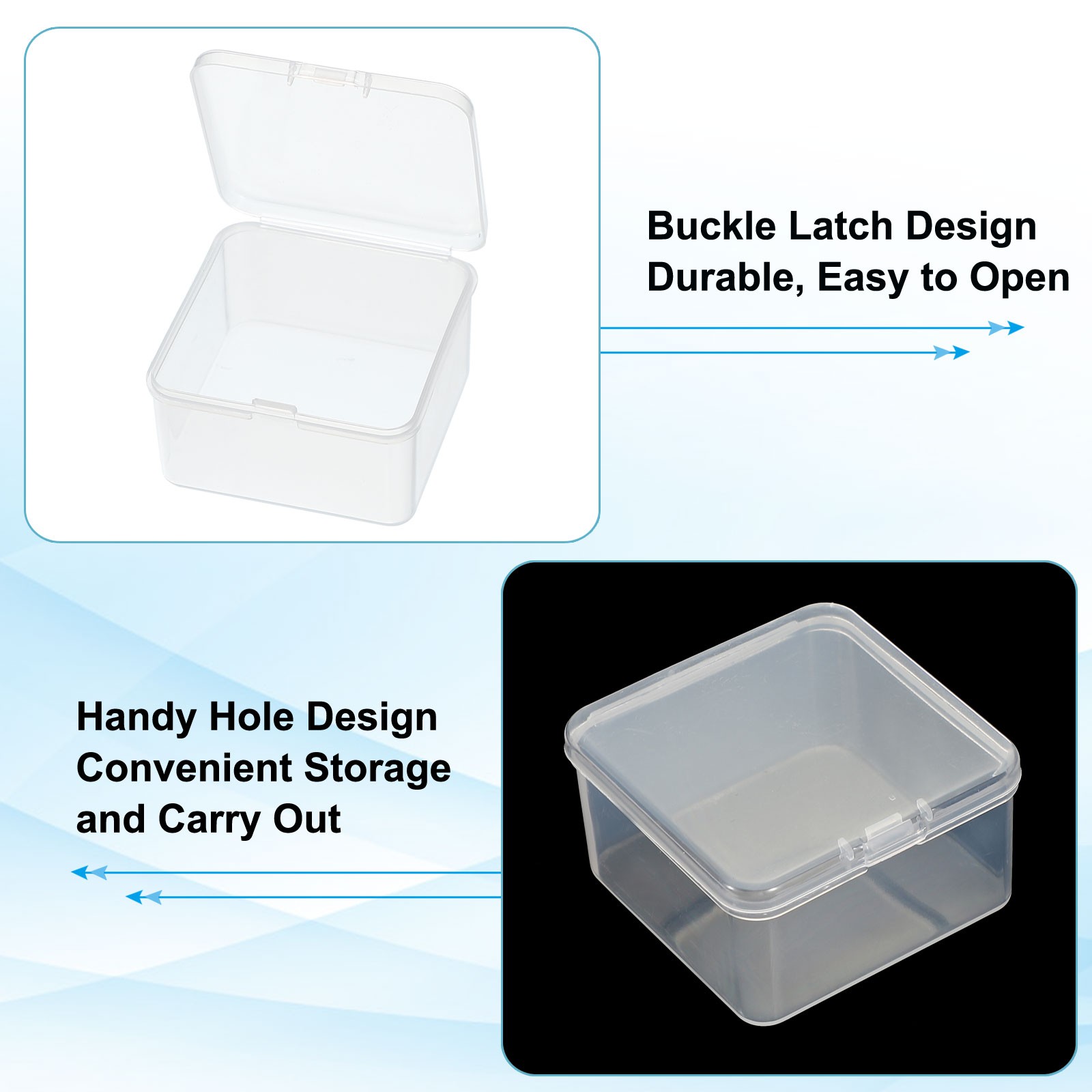 6 Pcs 2.5×2.5×1.4 Inch Nail Charm Organizer 1 Grid Craft Storage Box Transparent