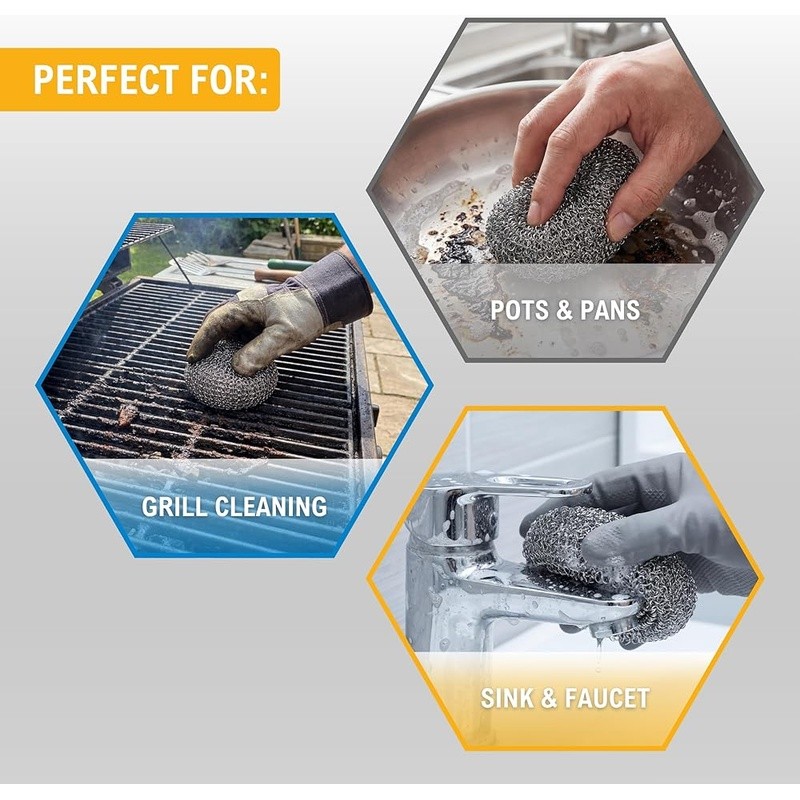 Heavy Duty Stainless Steel Scrubbing Pads Kitchen Cookware Grills Tiles Cleaning