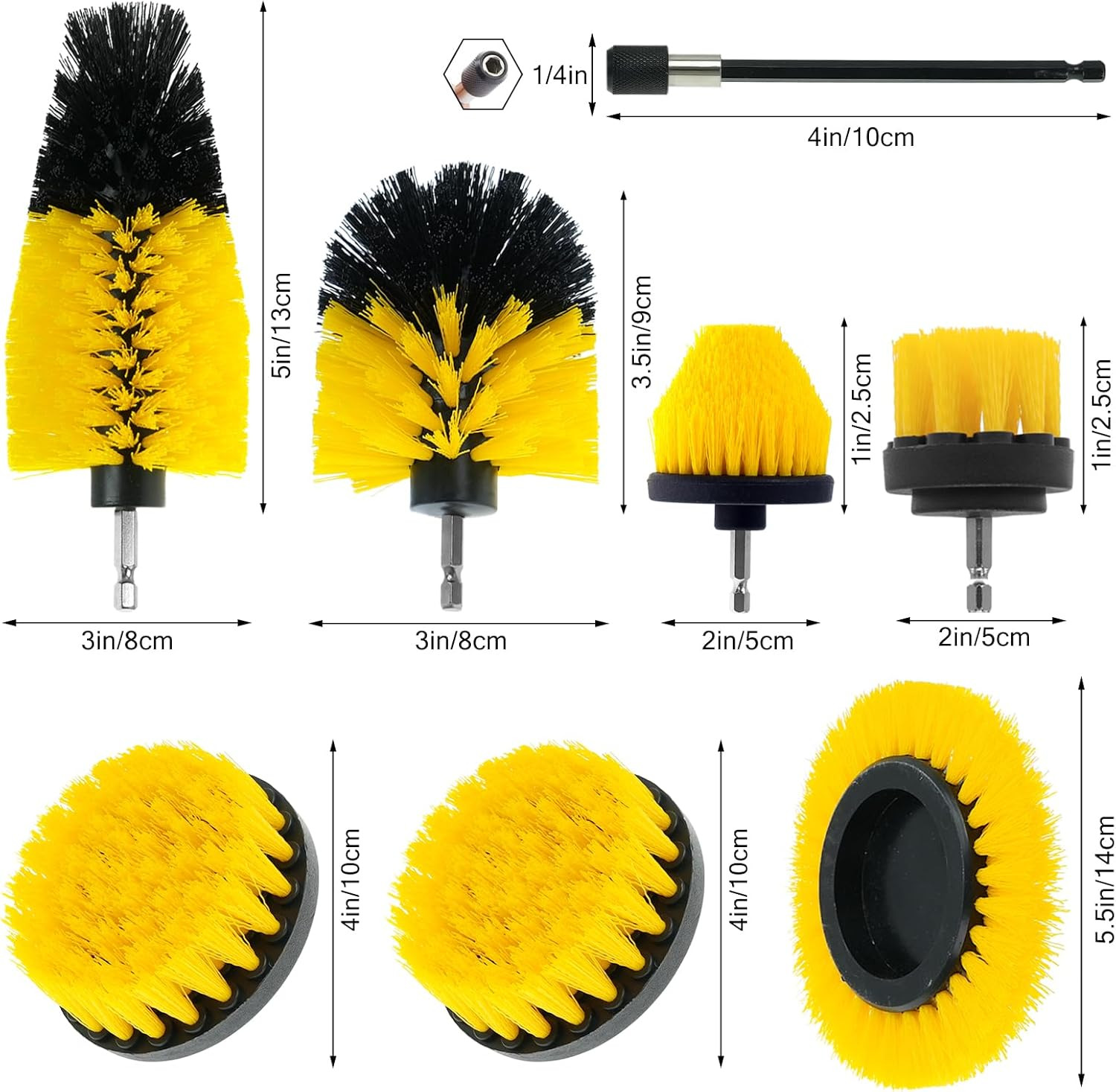 8 Pcs Drill Brush Attachment Set, Power Cleaning Scrub Brush Kit with Extend Lon