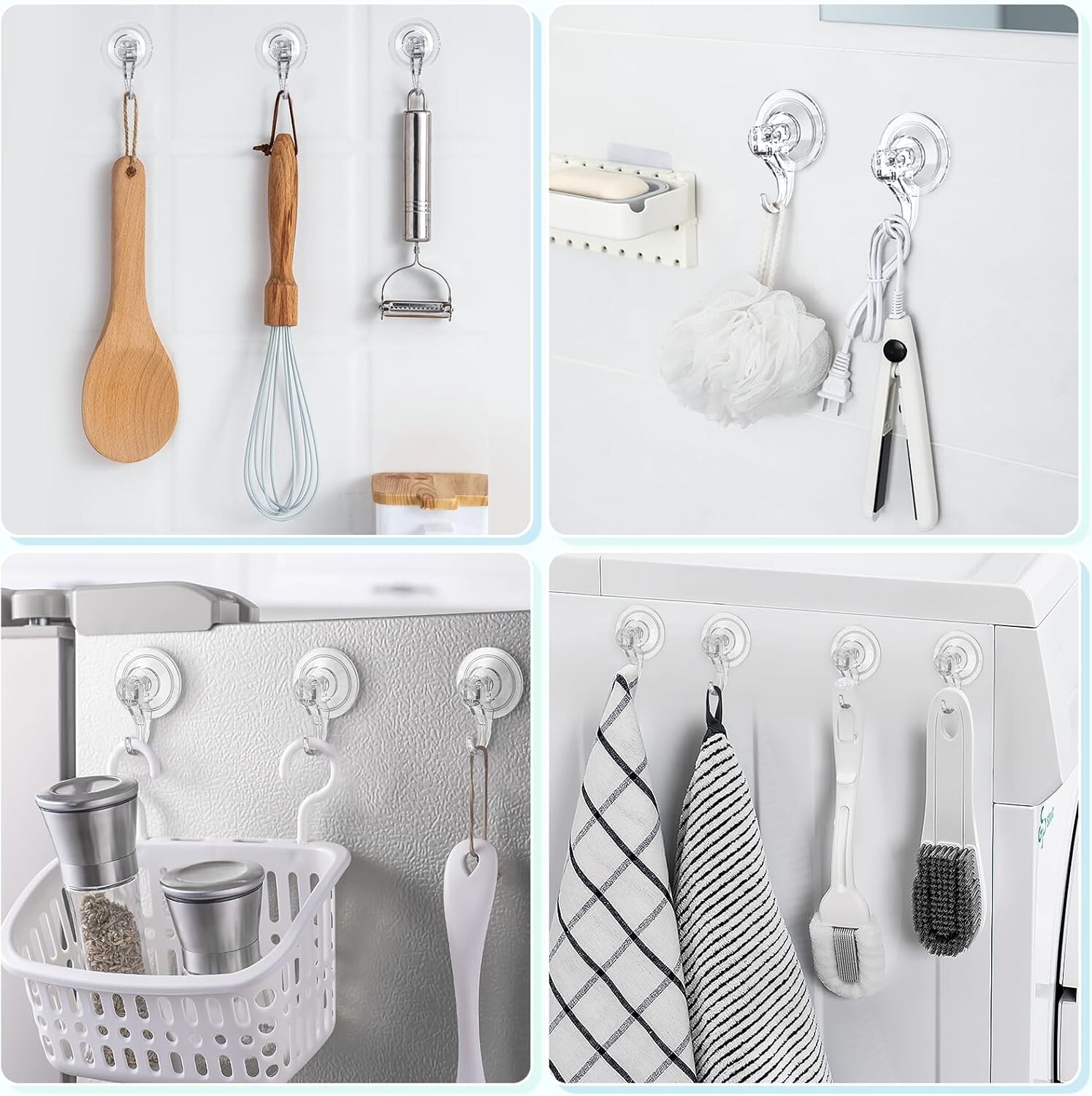 Minimalist 4-Pack Clear Suction Hooks – Perfect for Shower & Home Essentials