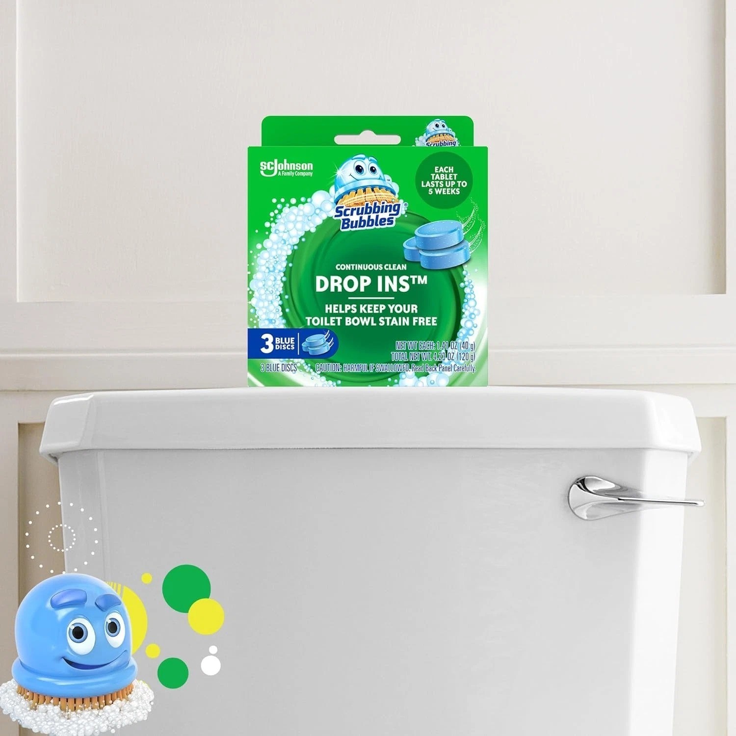 Scrubbing Bubbles Continuous Clean Toilet Drop-Ins, Automatic Blue Toilet Bowl C