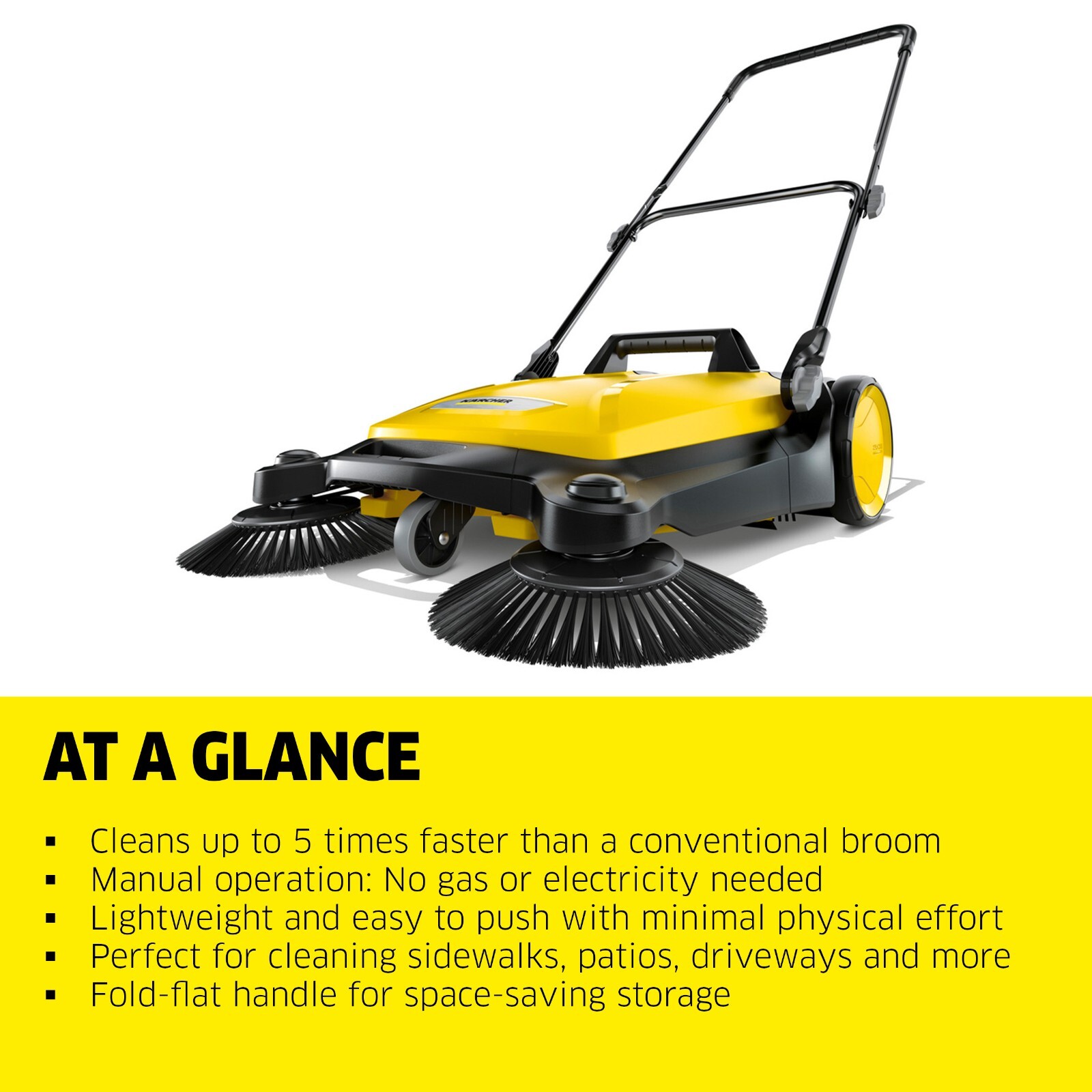 Karcher S4 Twin, Push Sweeper, 5.25 Gal, for Driveway, Sidewalk, Garage – NEW