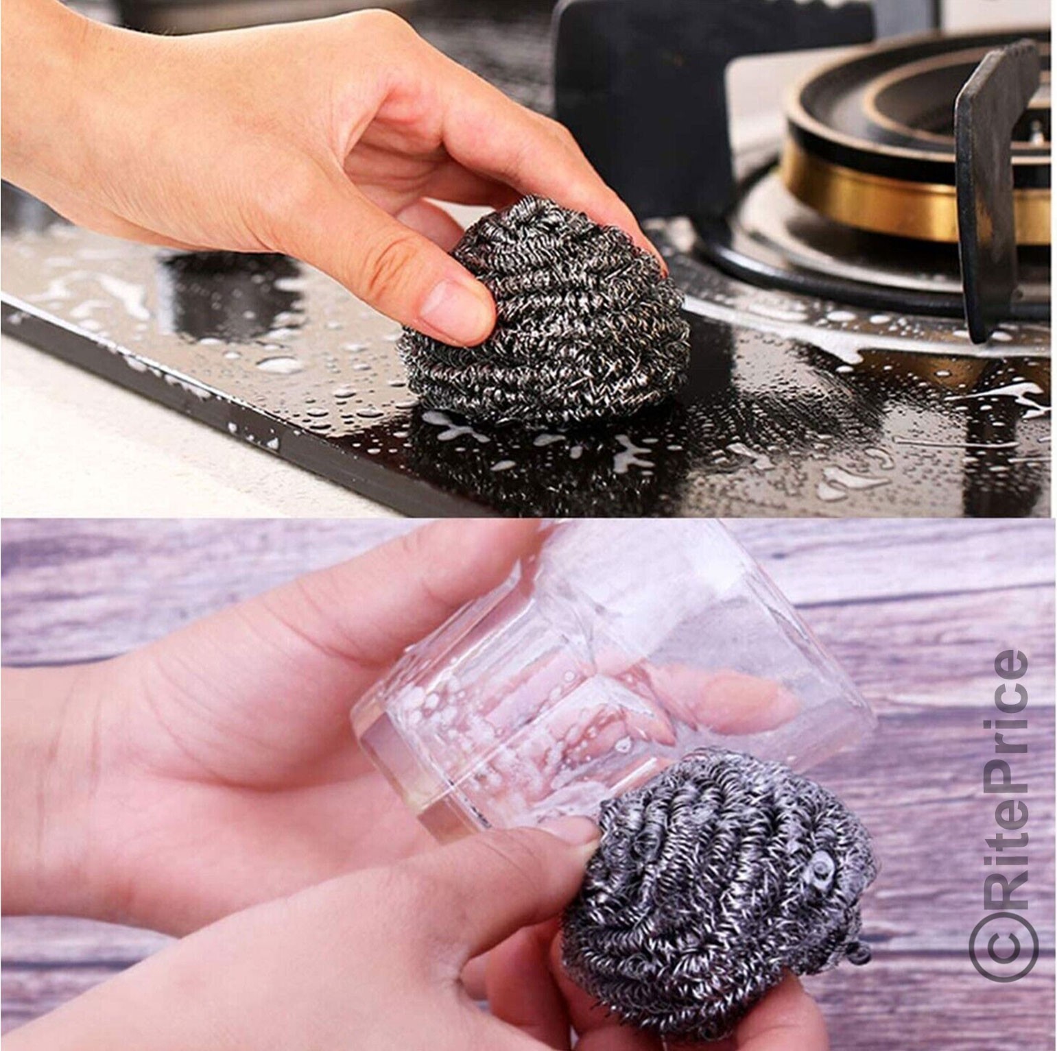 12PCS (2 Pack) Stainless Steel Sponges Scrubbing Scourer Pad For Kitchen – New