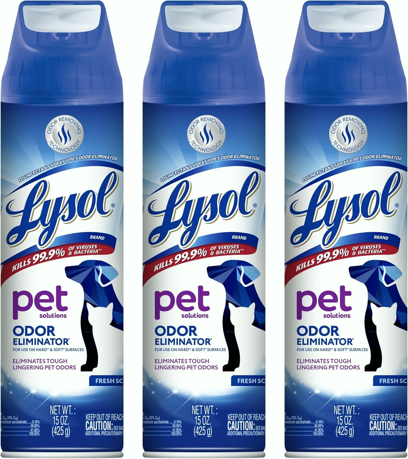 Lysol Pet Odor Eliminator Spray 15oz (Pack of 3)