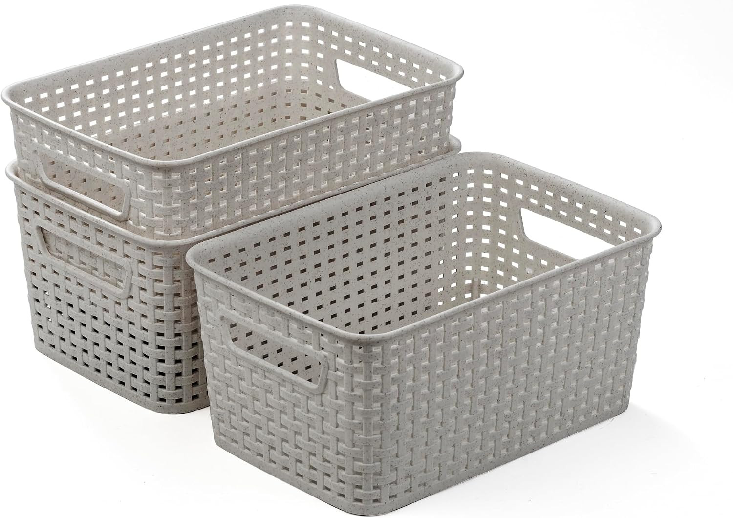 | Plastic Storage Baskets, 5.5 Liter – 3 Pack, Natural Grey | the WOVEN COLLECTI