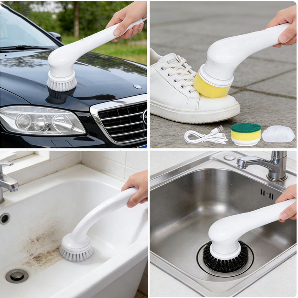 5IN1 Electric Spin Scrubber Cordless Power Cleaning Brush Rechargeable Cleaner-=