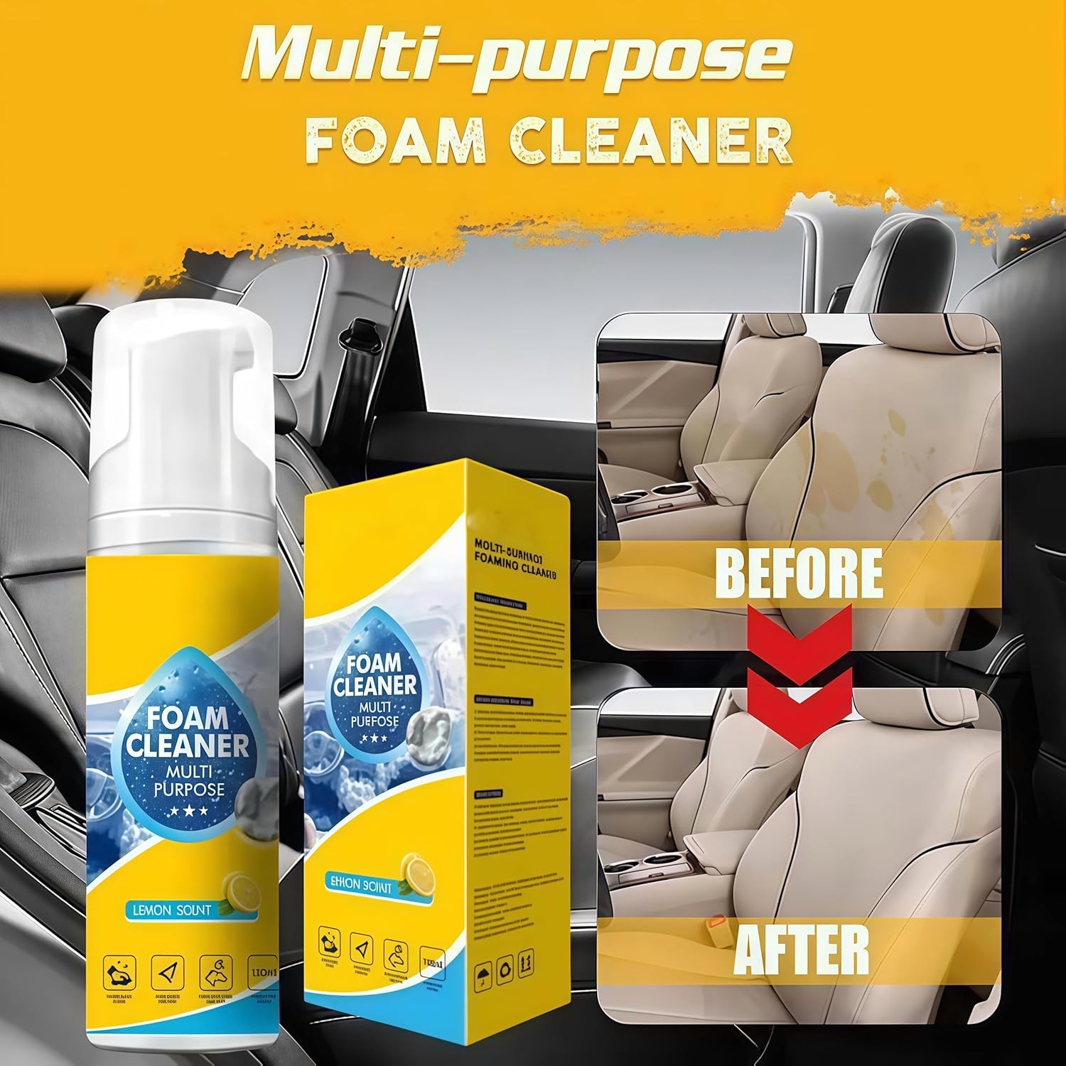 4-in-1 Multi-Enzyme Foam Cleaner, Deep Cleaning Spray for Car Kitchen Bathroom