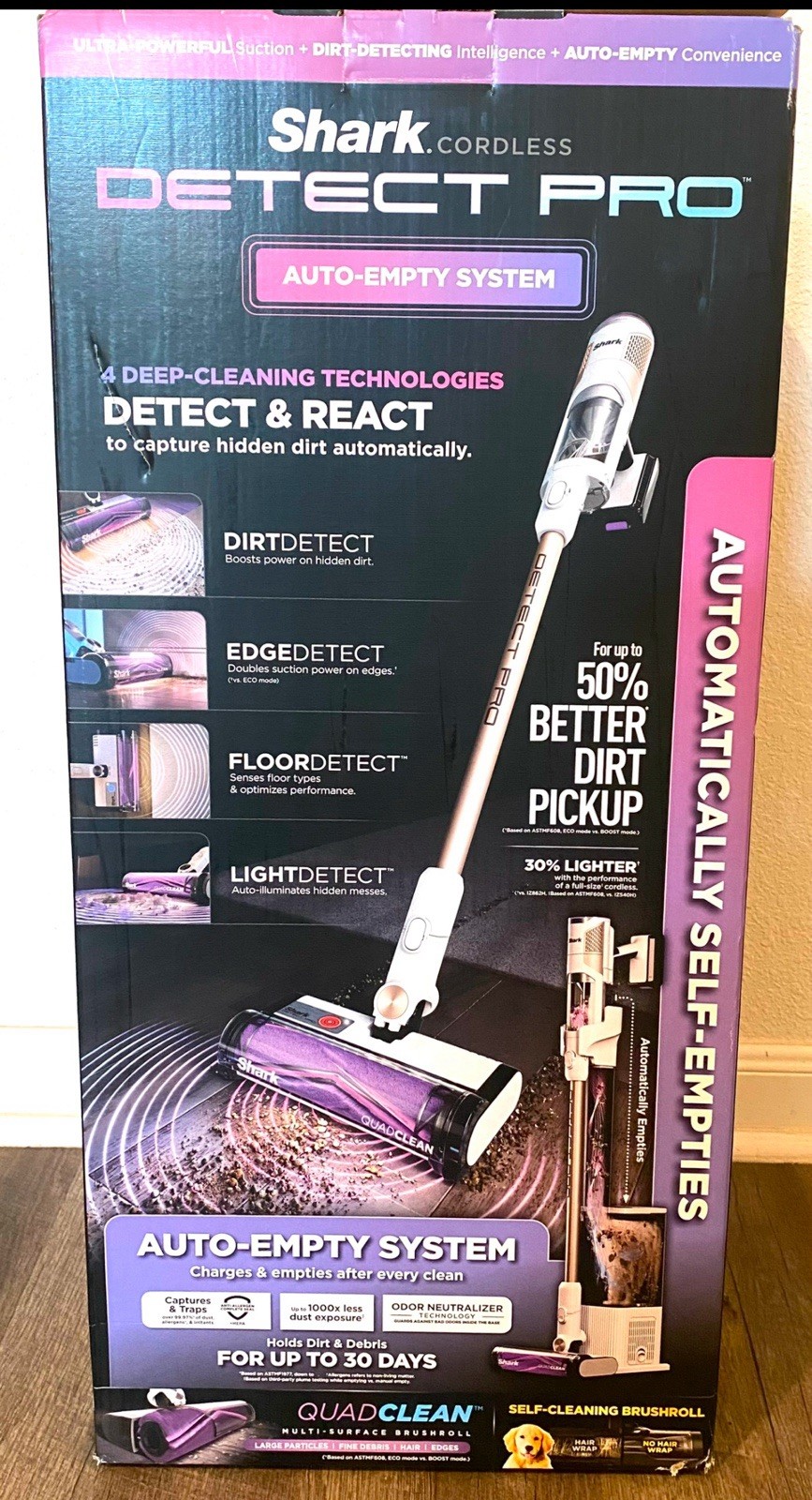 Shark IW3511 Detect Pro Cordless Vacuum Auto-Empty Pet Hair QuadClean 60min New