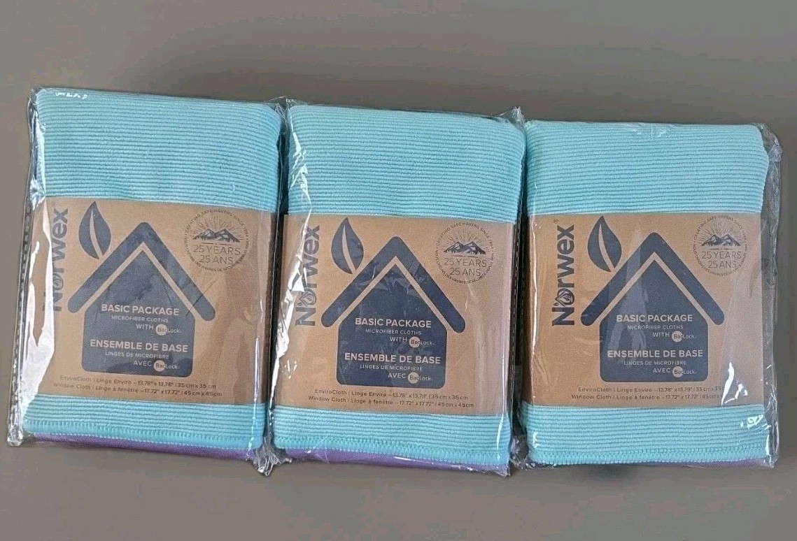 Lot of 3 Norwex Basic Package (3 EnviroCloth, 3 Window Cloth) FREE US SHIPPING!!