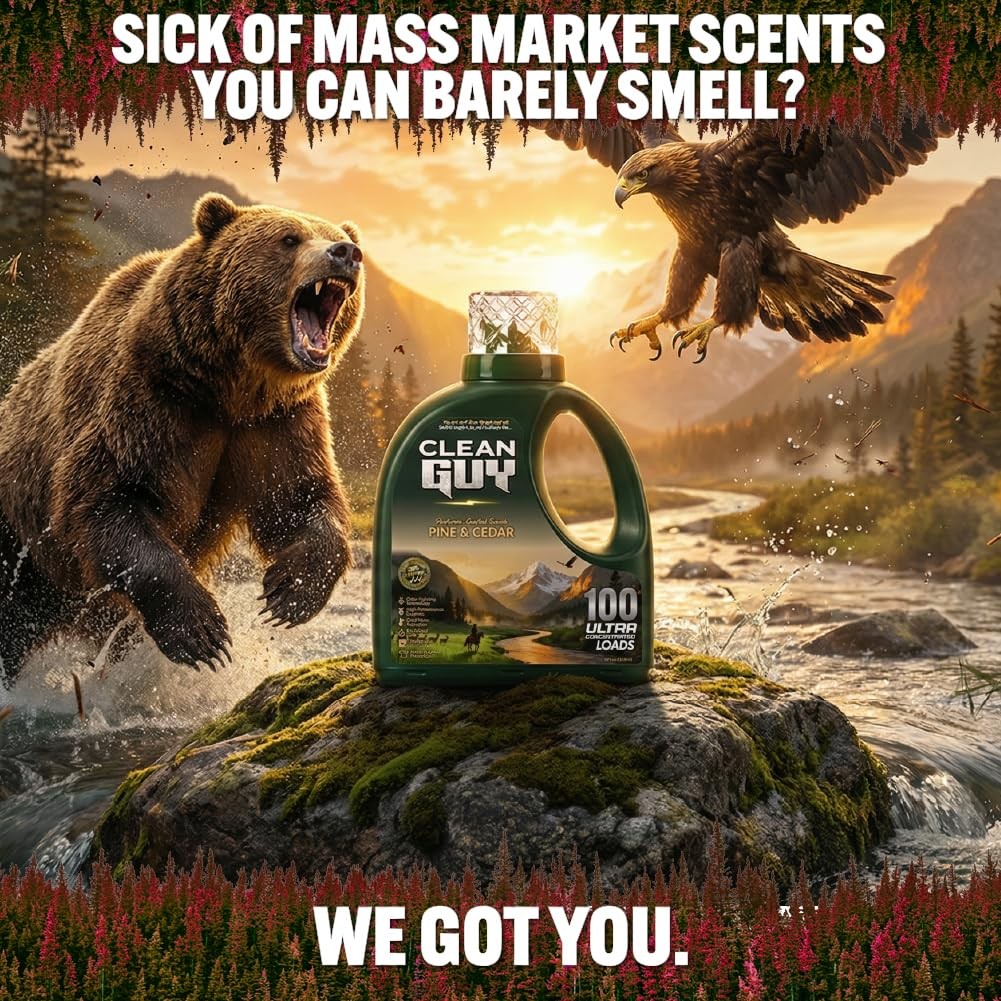 Clean Guy Laundry Detergent, Pine and Cedar, Odor Eliminator 100 Loads