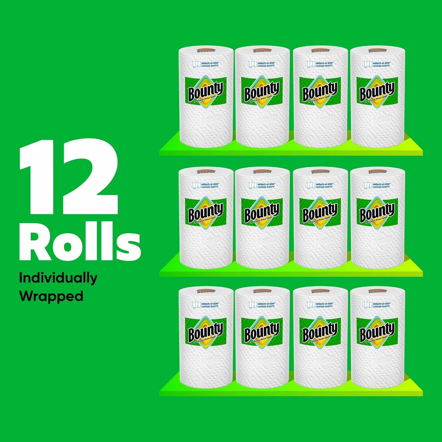 Bounty Select-A-Size 2-Ply Paper Towels, 12 Rolls, 110 Sheets/Roll