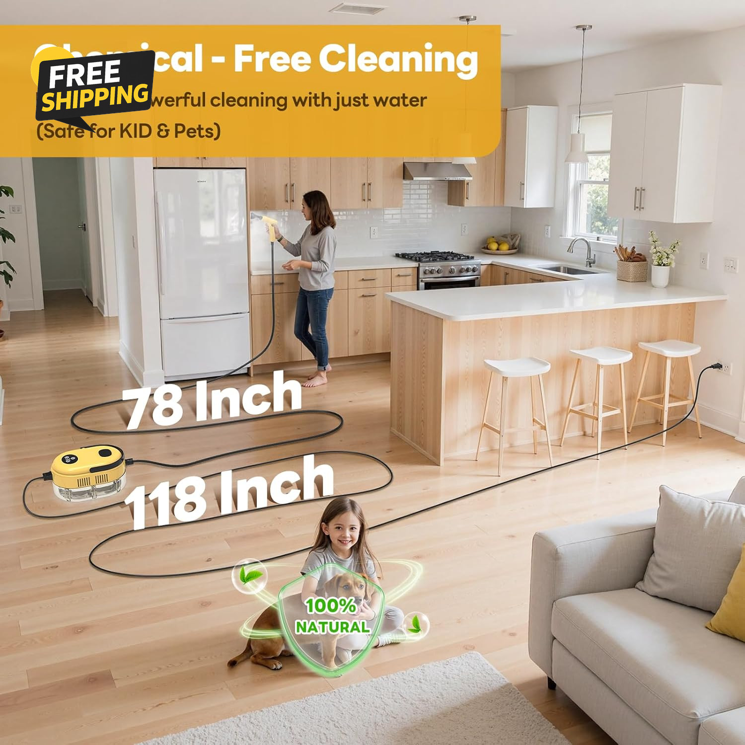 Handheld Steam Cleaner, 10S Fast Handheld Heating Steamer for Cleaning 15-In-1