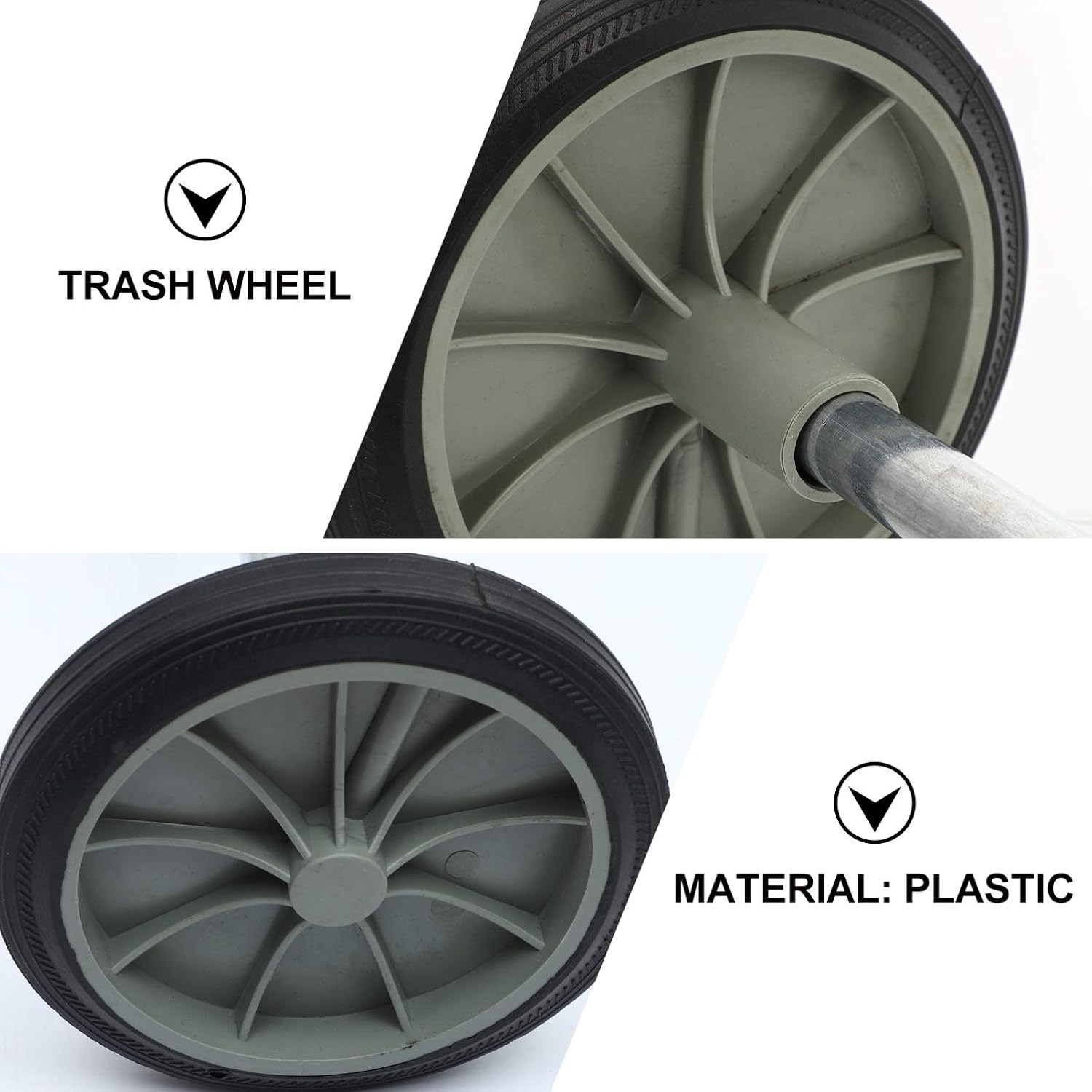 Garbage can Wheels 8 Inch Rubber Small Wheel Set with 19.68 Inch Hollow Shaft…