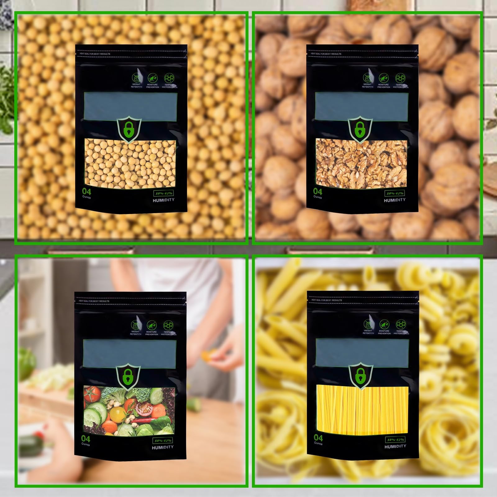 15 Pcs 1/4 LB Storage Terp Bag 58%-62% RH 2-Way 0.11829 liters, black