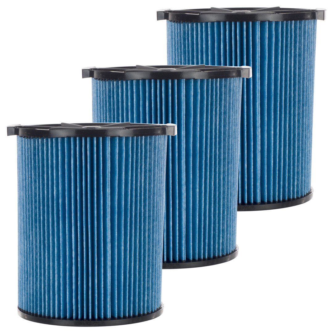 3 Pack 3-Layer Cartridge Filters #72952 for RIDGID VF5000 5-20 Gal Wet Dry Vacs