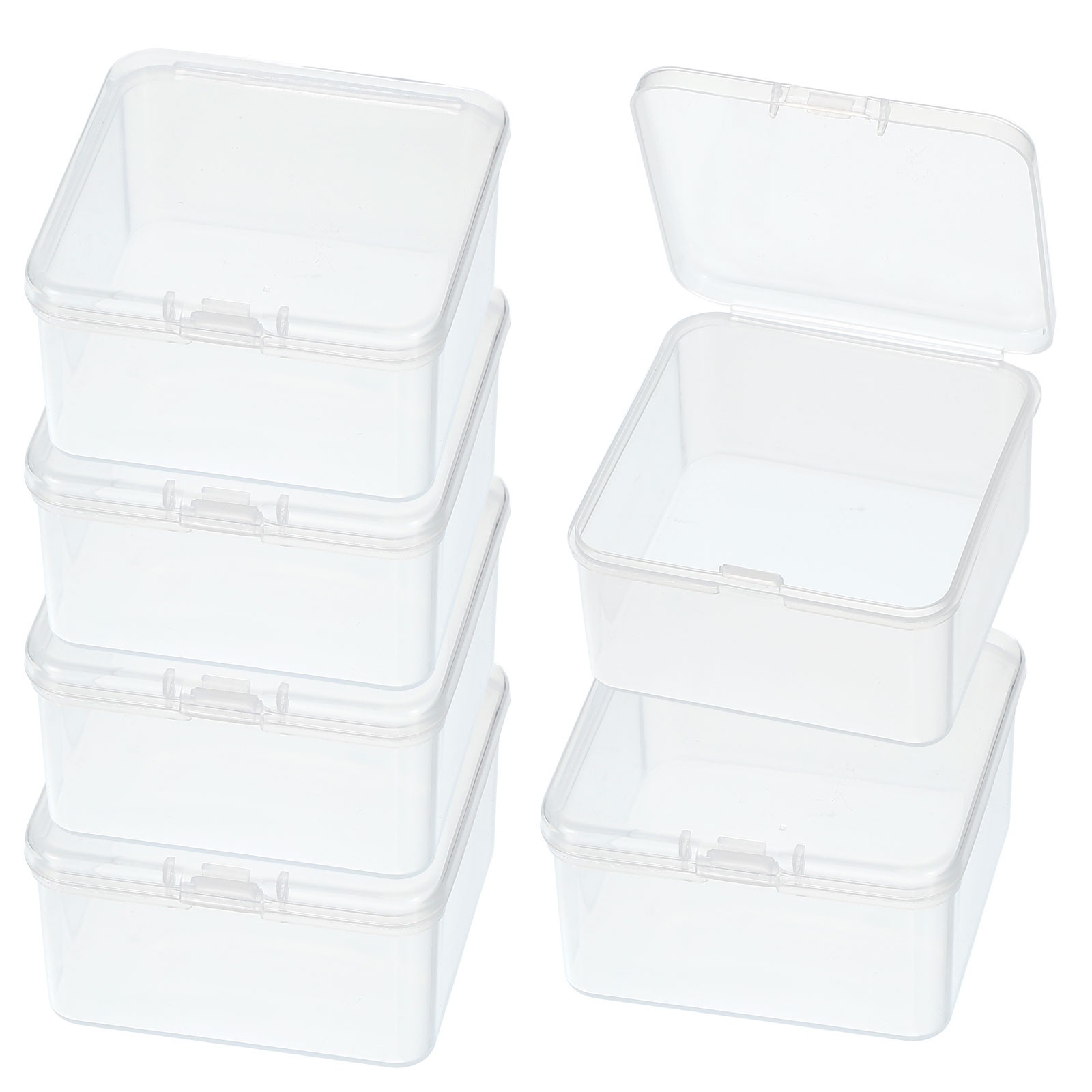 6 Pcs 2.5×2.5×1.4 Inch Nail Charm Organizer 1 Grid Craft Storage Box Transparent