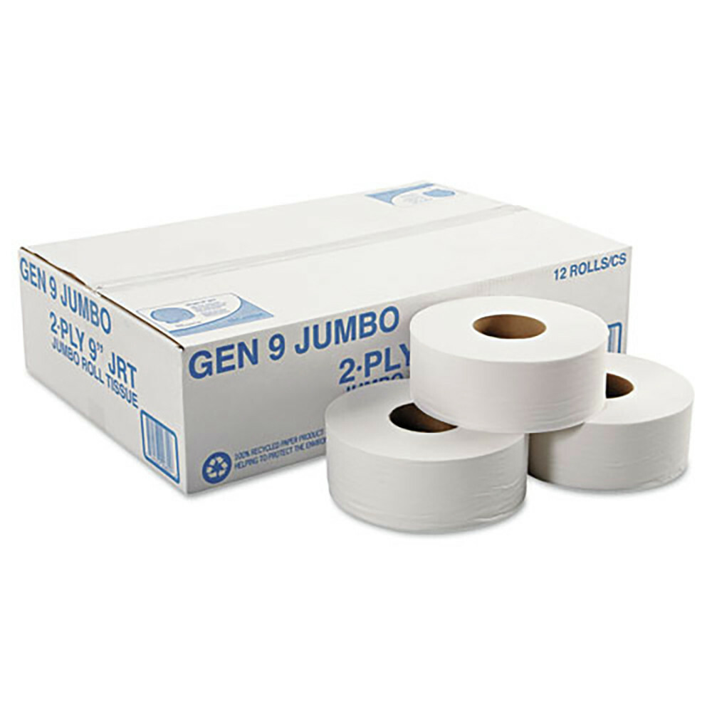 General Supply 9JUMBOB 9 in. 2 Ply Jumbo Roll Bath Tissue – WHT (12/Carton) New